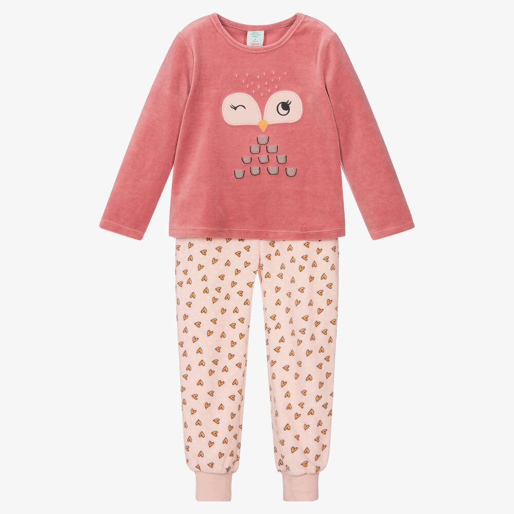 Boboli - Pijama rosa de velvetón con para niña |