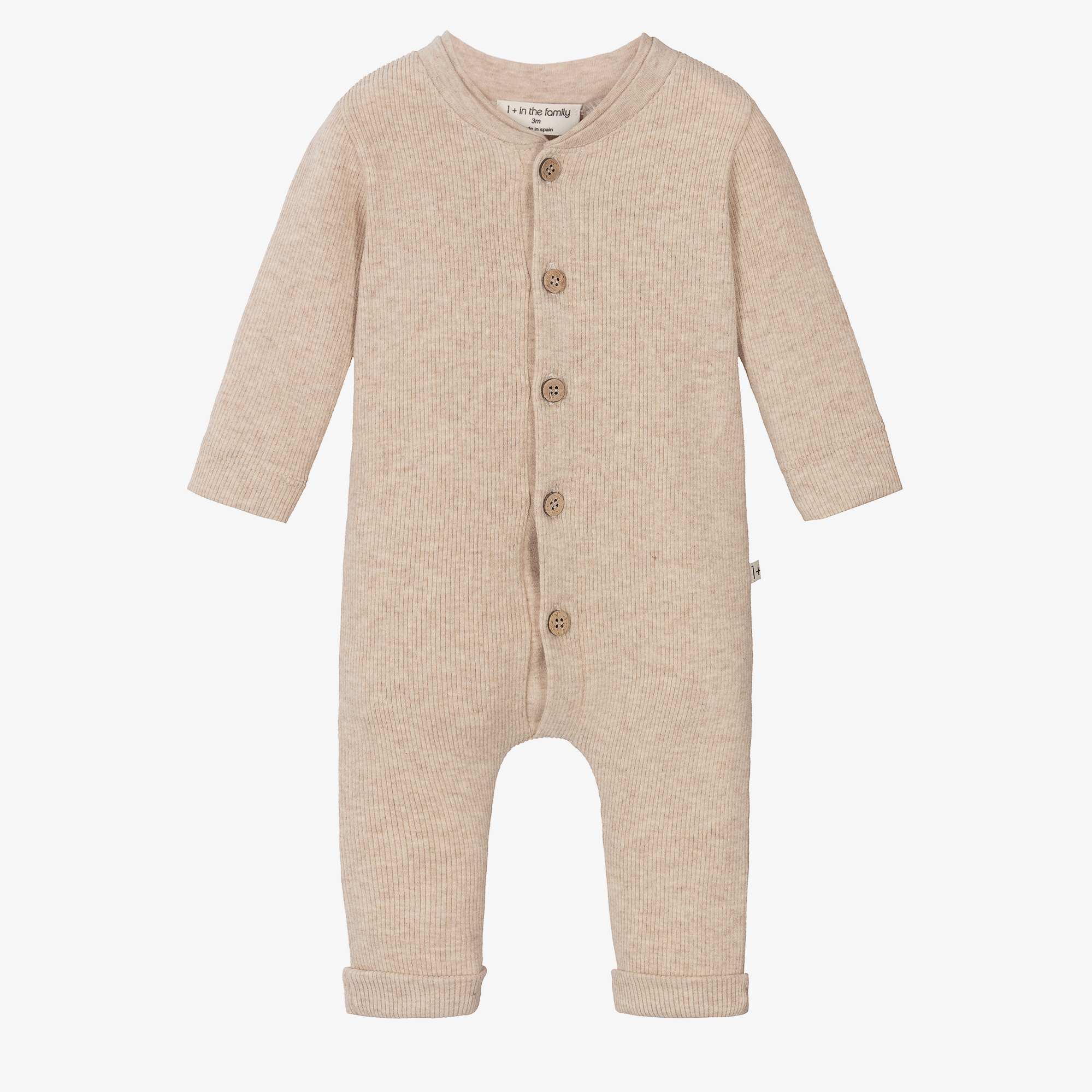 1 + in the family - Beige Ribbed Cotton Romper | Childrensalon