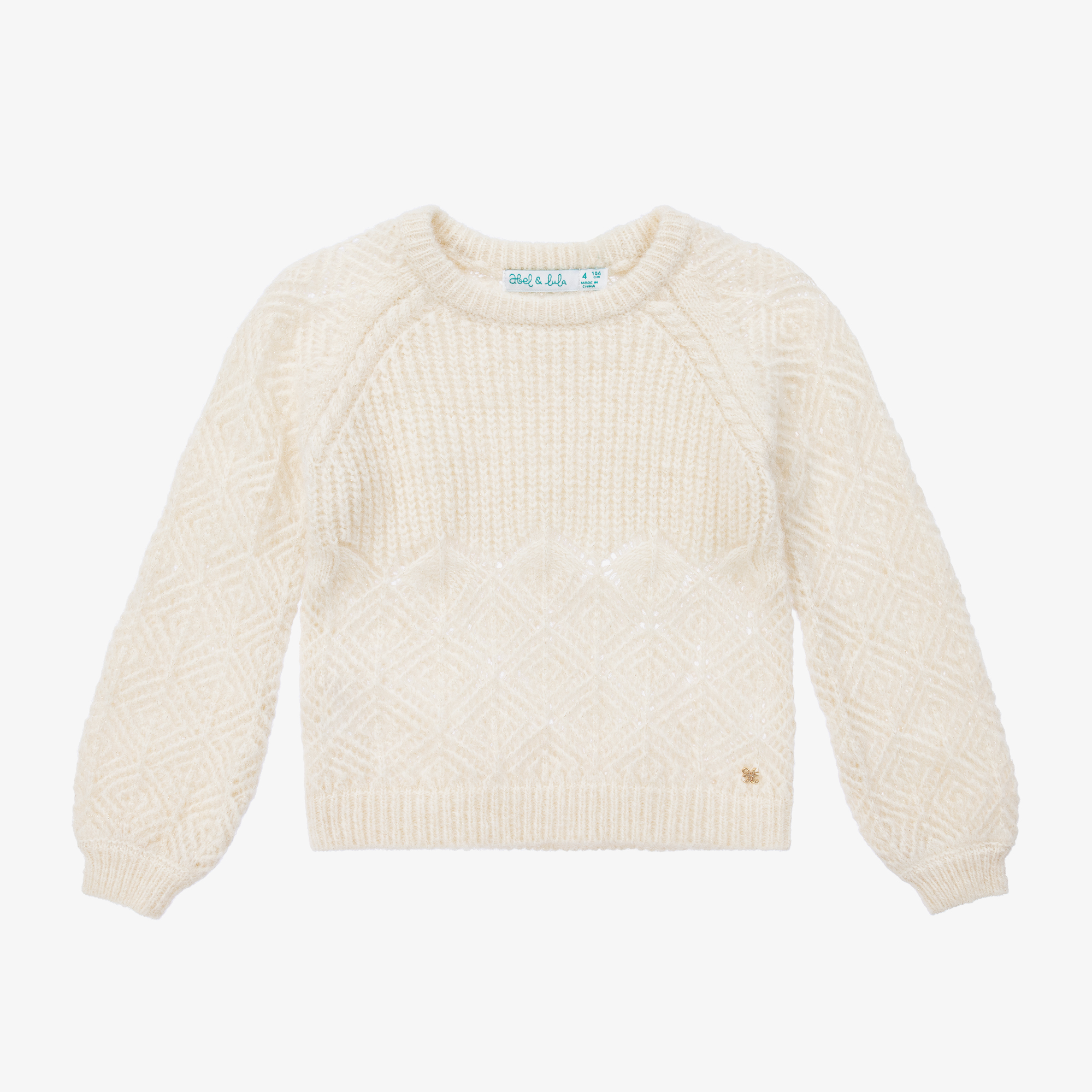 Abel & Lula Girls Ivory Glitter Knit Sweater