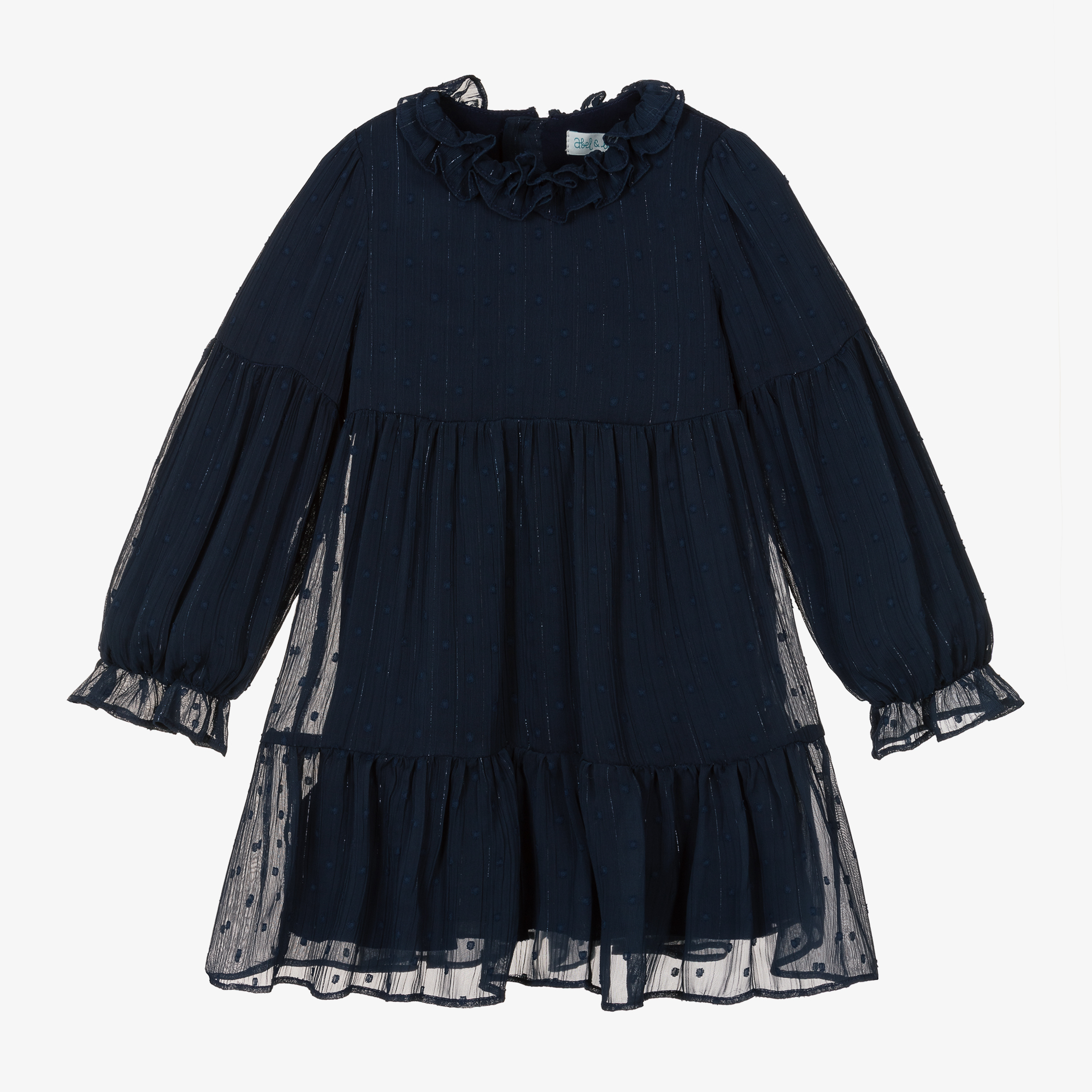 Abel & Lula - Girls Navy Blue & White Striped Dress | Childrensalon