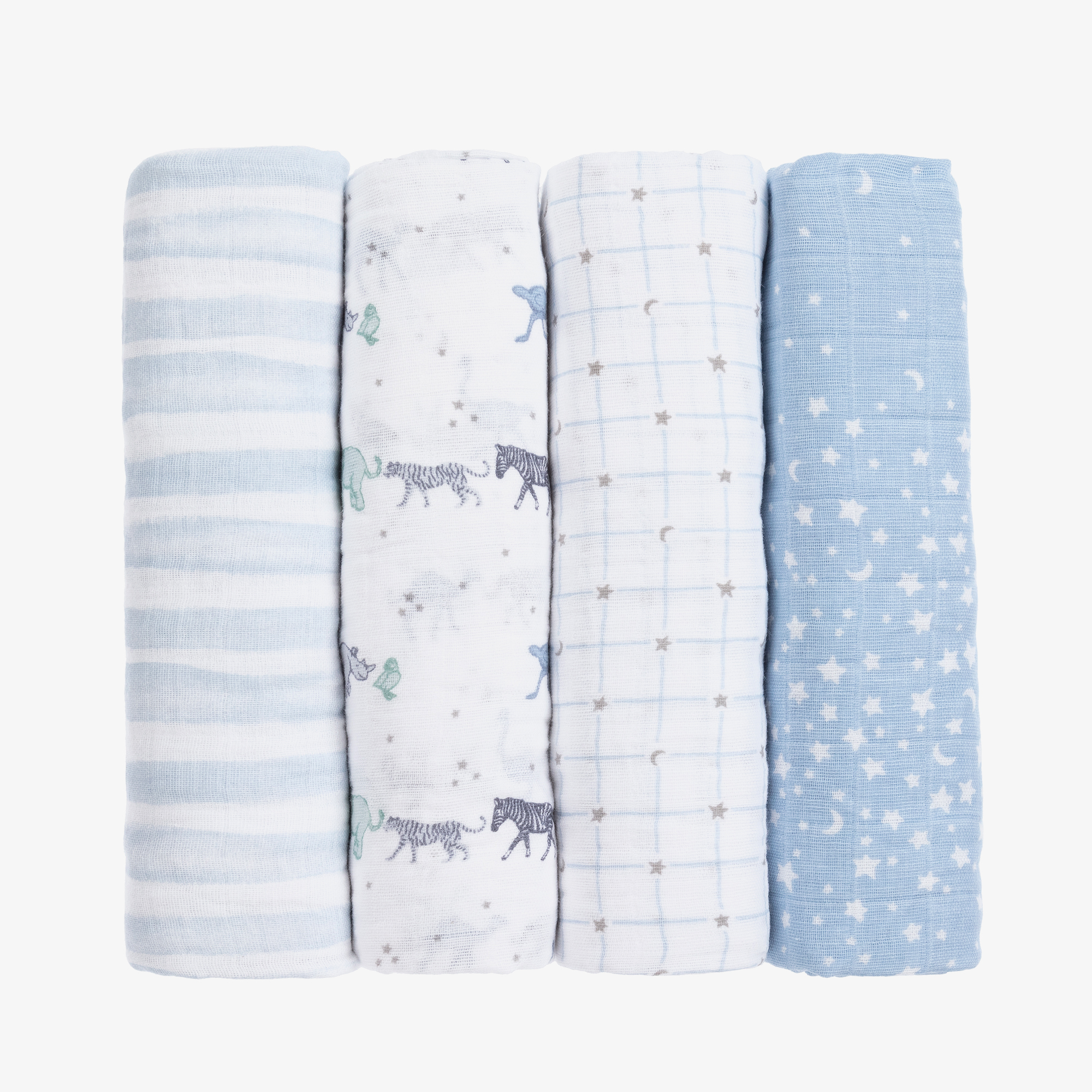 aden anais White Blue Muslin Swaddles 4 Pack Childrensalon