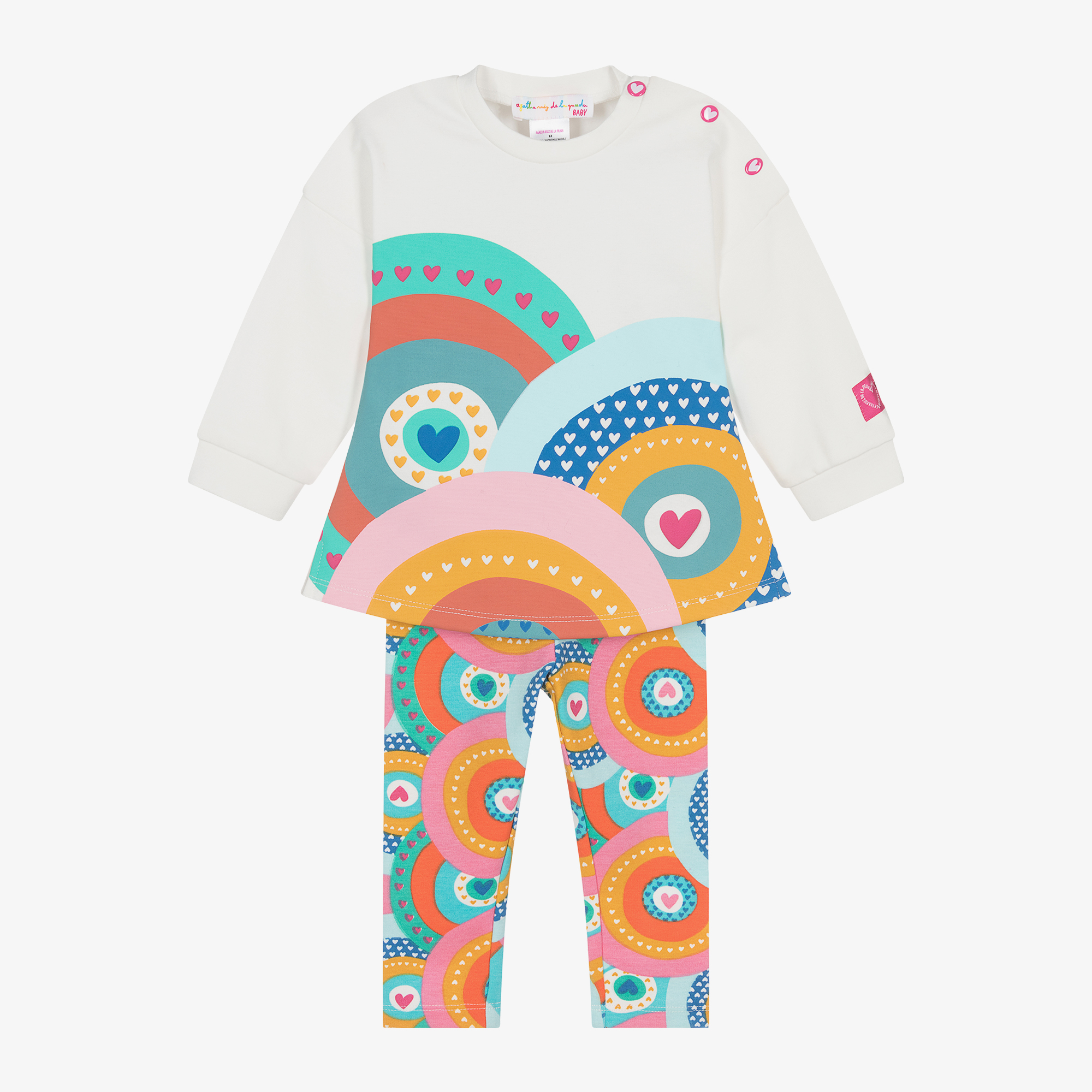 Agatha Ruiz de la Prada Girls Orange Rainbow Heart Leggings Set Childrensalon