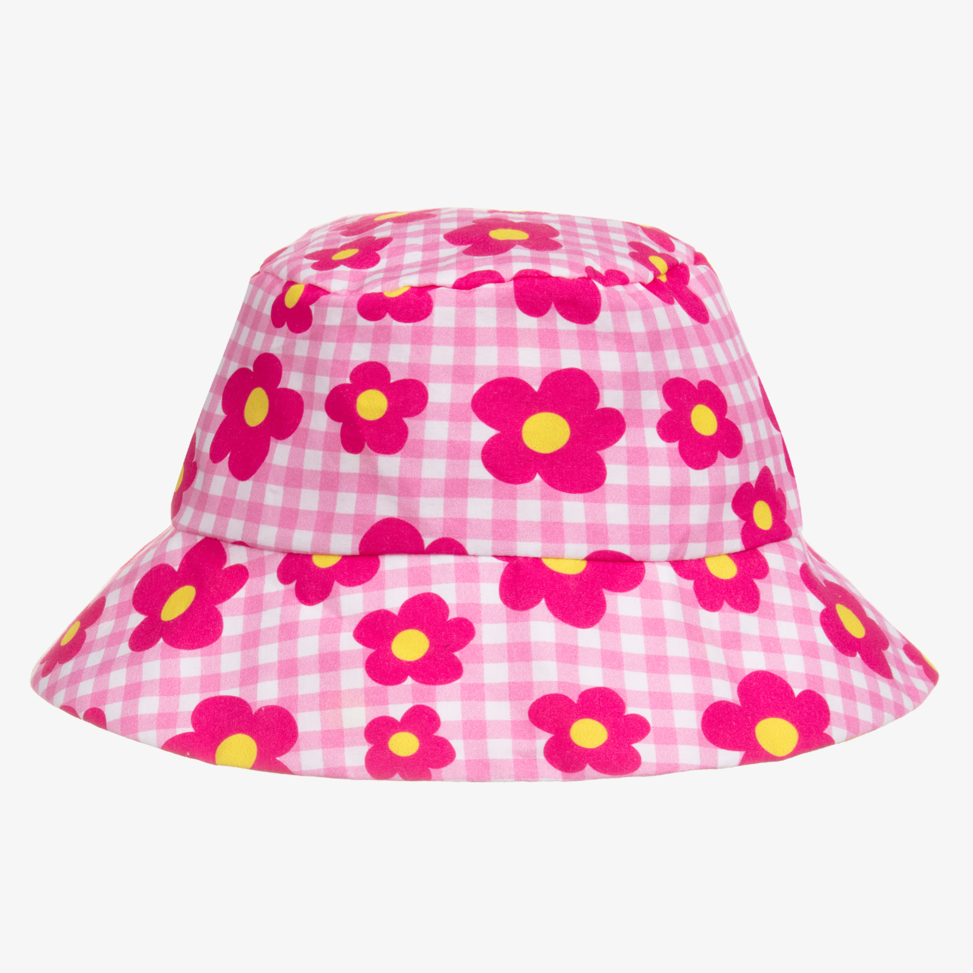 Agatha Ruiz de la Prada - Girls Pink Gingham Floral Bucket Hat |  Childrensalon