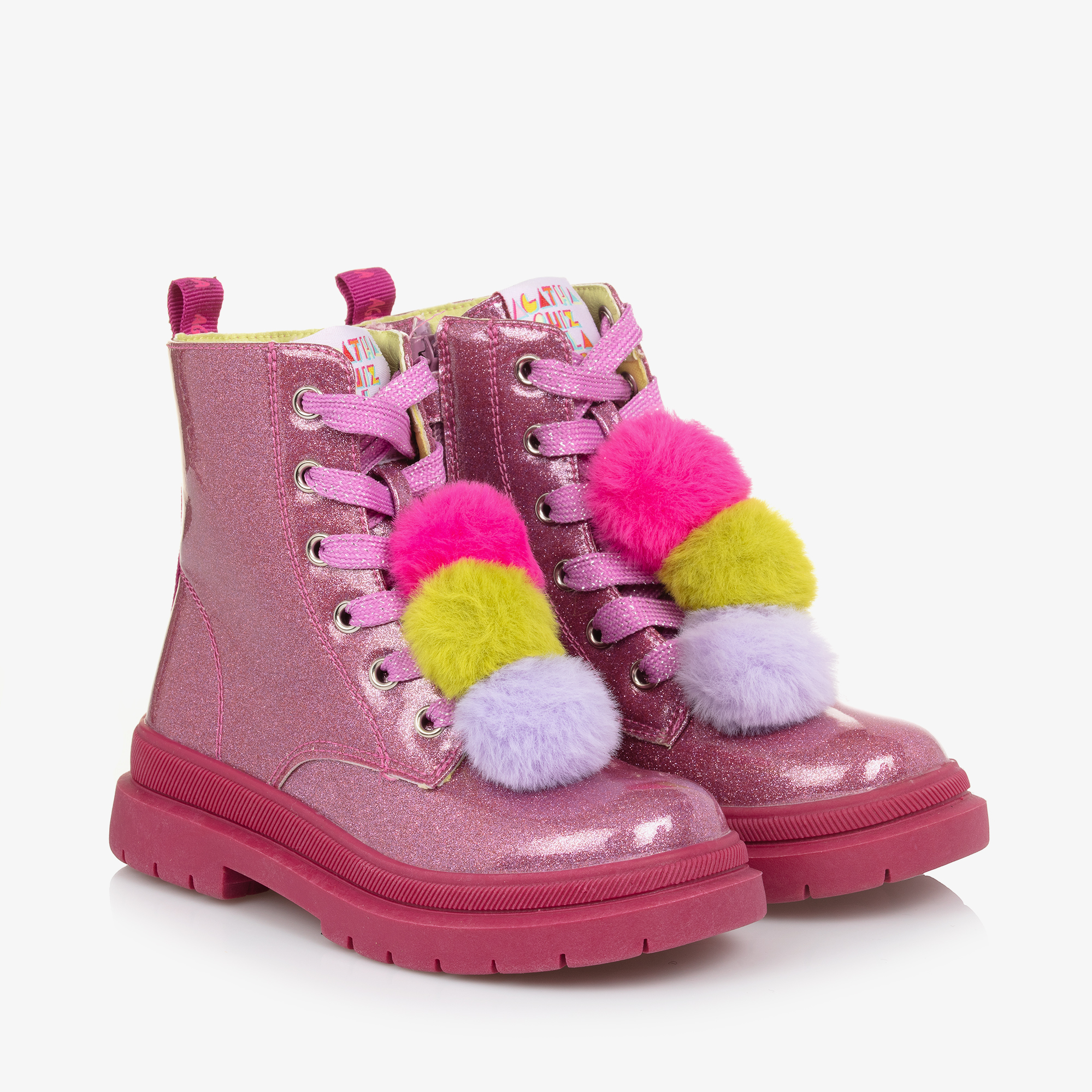 Pink glitter combat boots hotsell