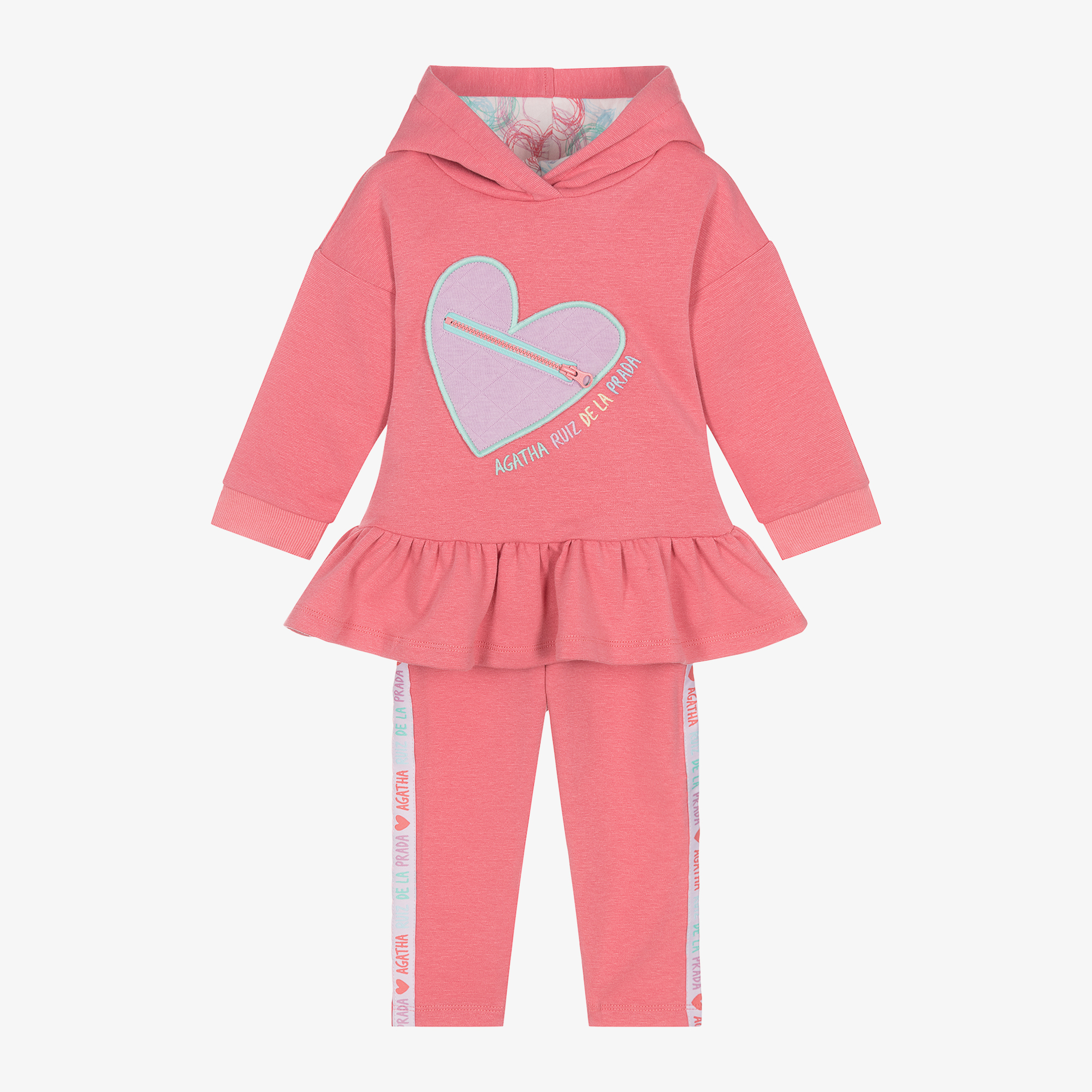 Agatha Ruiz de la Prada Girls Pink Heart Leggings Set Childrensalon