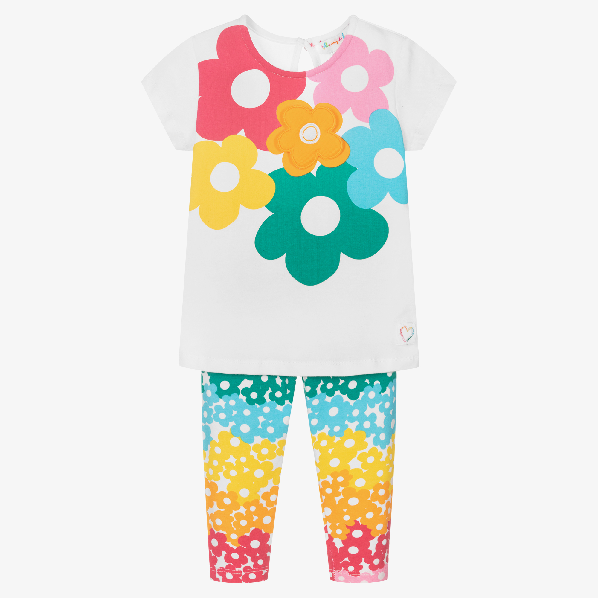 Agatha Ruiz de la Prada - Girls White Floral Cotton Leggings Set |  Childrensalon