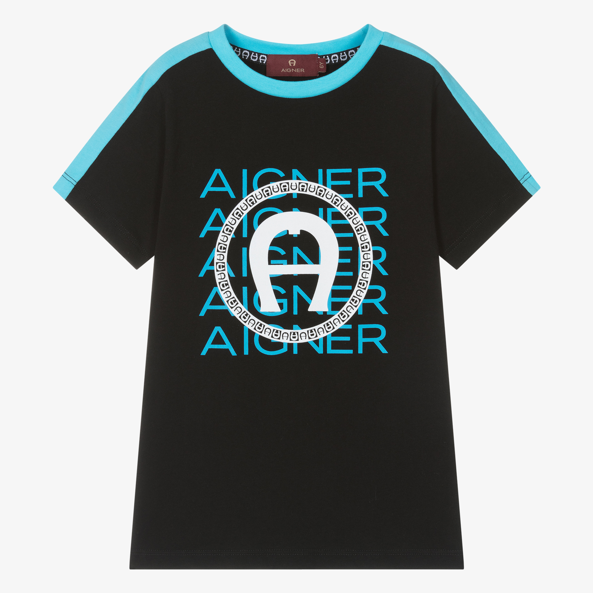 AIGNER Boys Black Cotton T Shirt Childrensalon