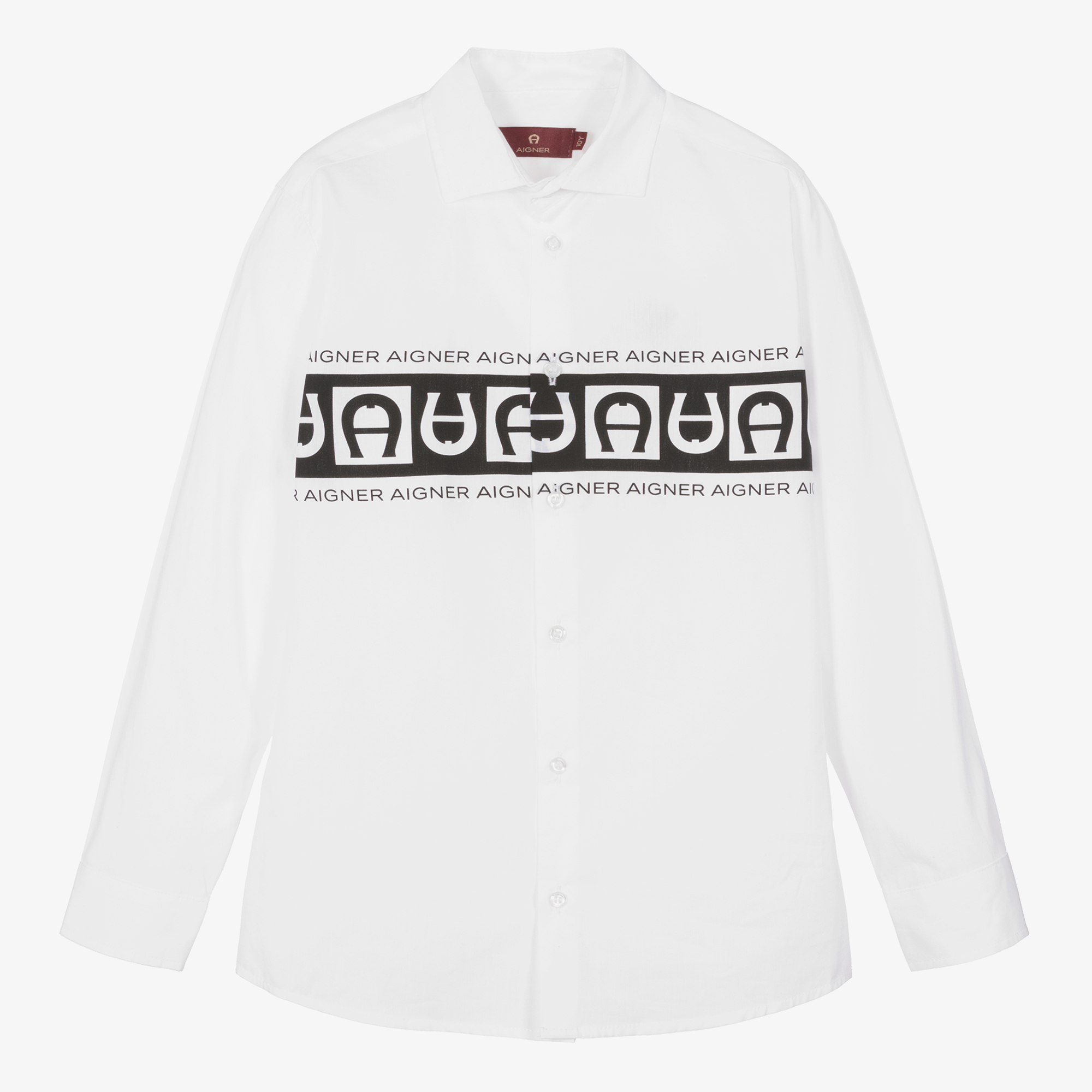 AIGNER Teen Boys White Black Cotton Shirt