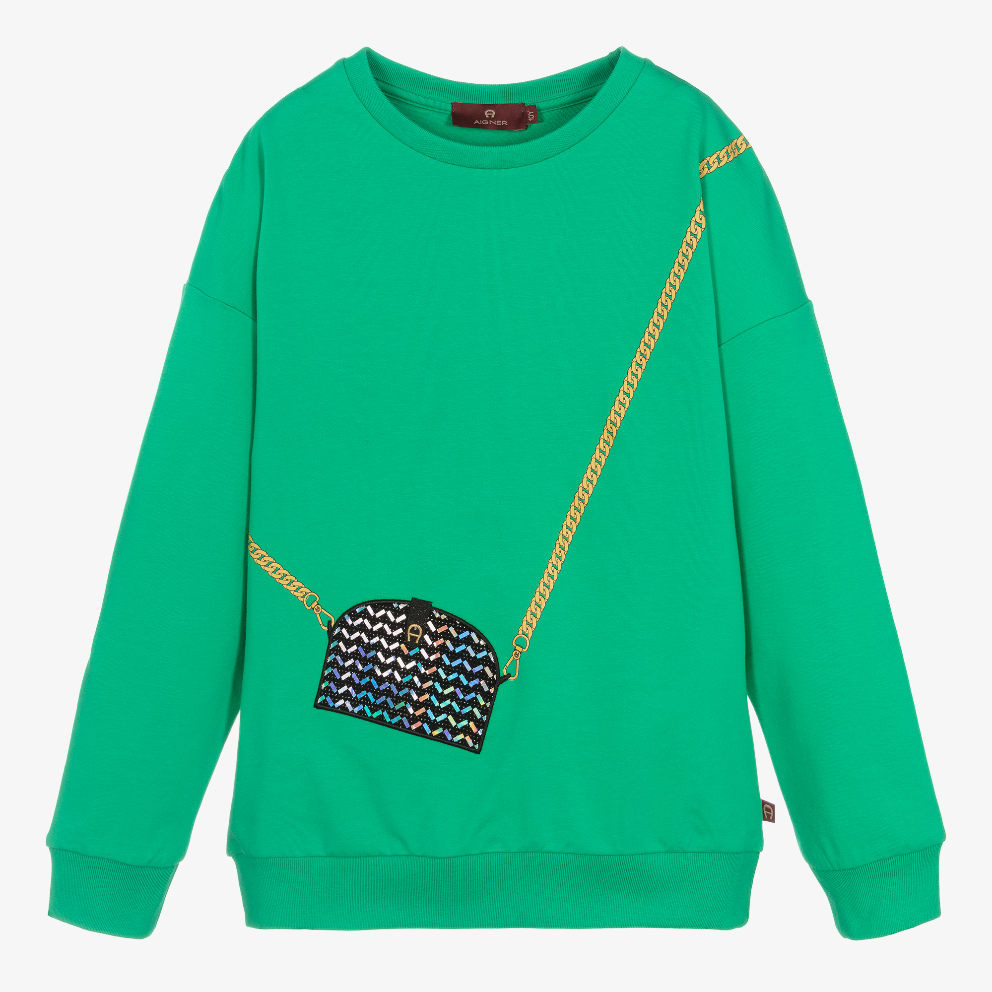 AIGNER Teen Girls Green Cotton Bag Sweatshirt