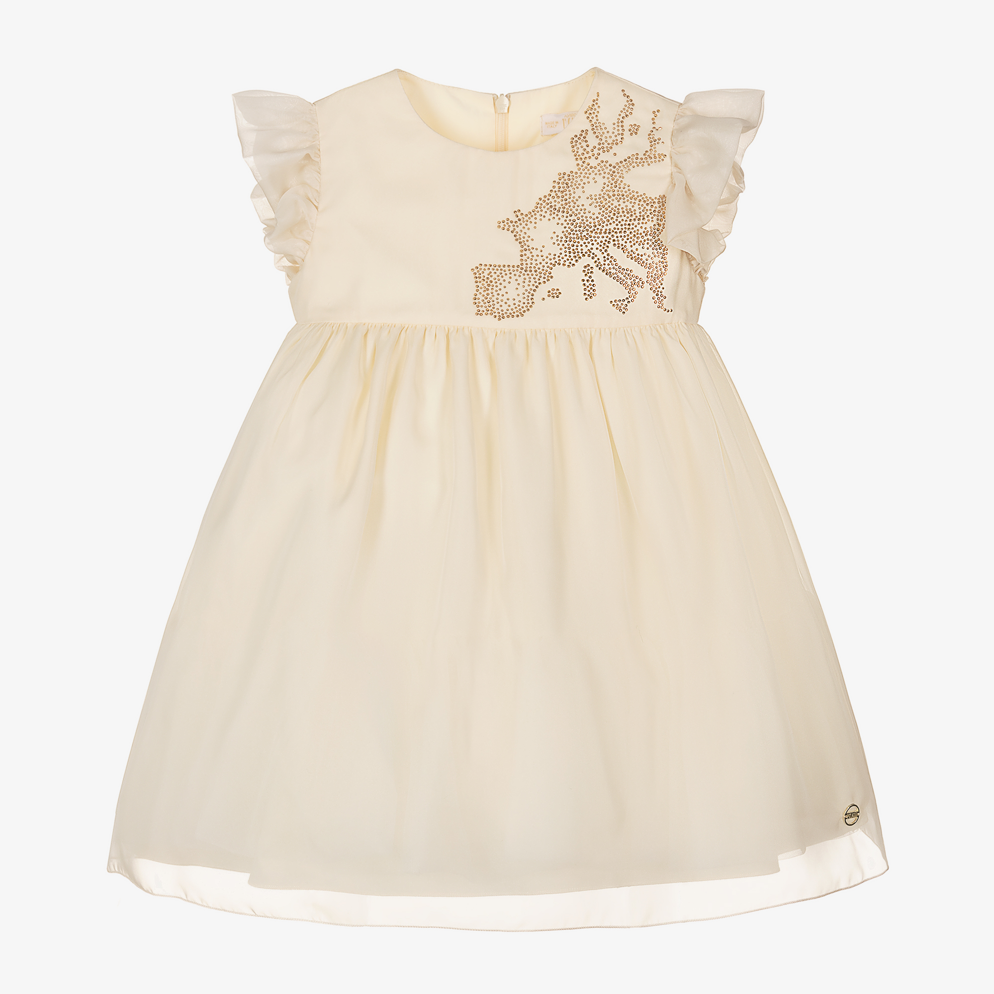 Alviero Martini Girls Ivory Chiffon Geo Map Dress Childrensalon