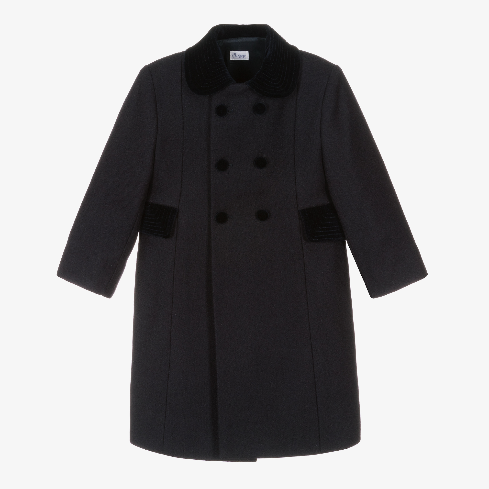 Ancar Navy Blue Classic Wool Coat Childrensalon