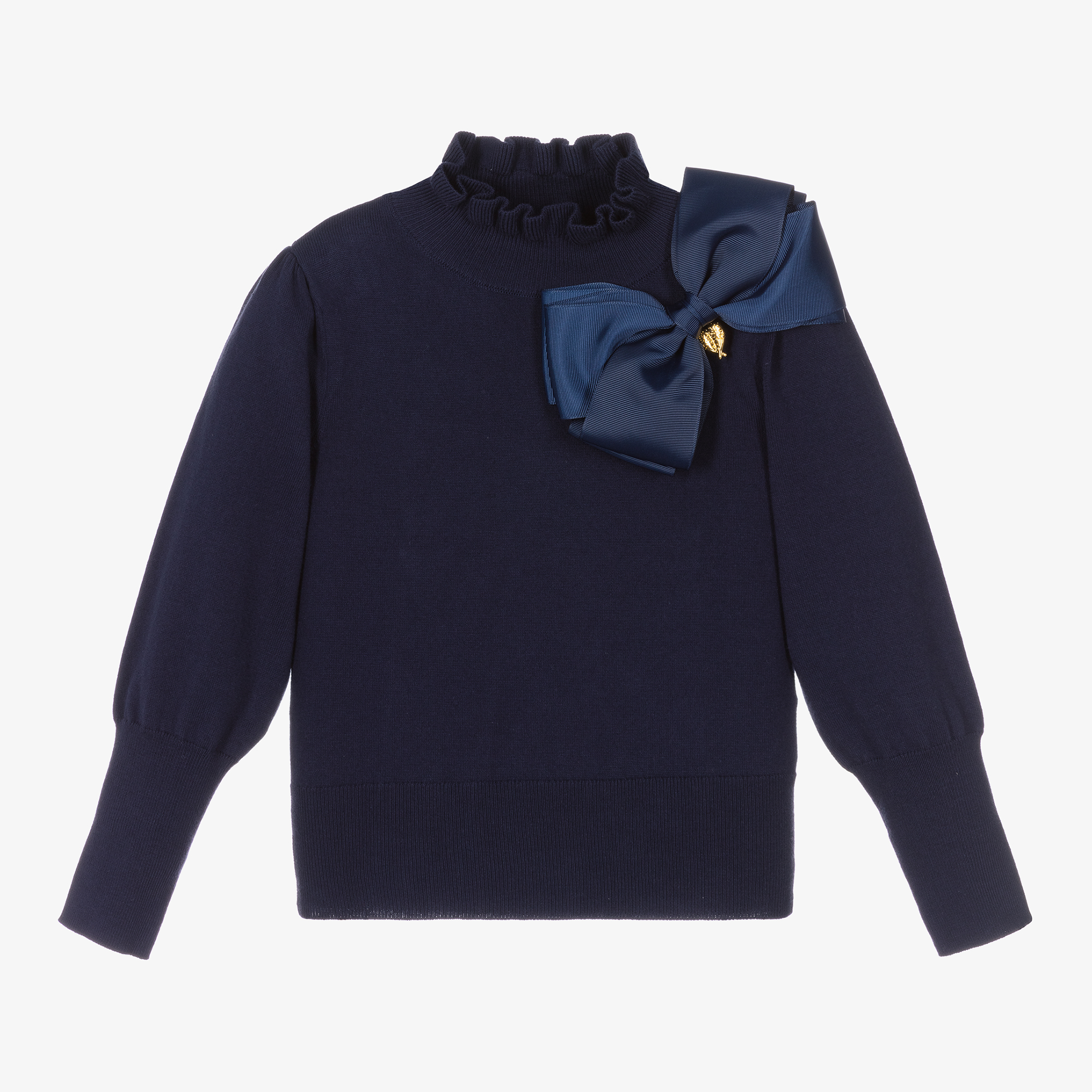 COS Bow Neck Cotton Knit Sweater buy Navy