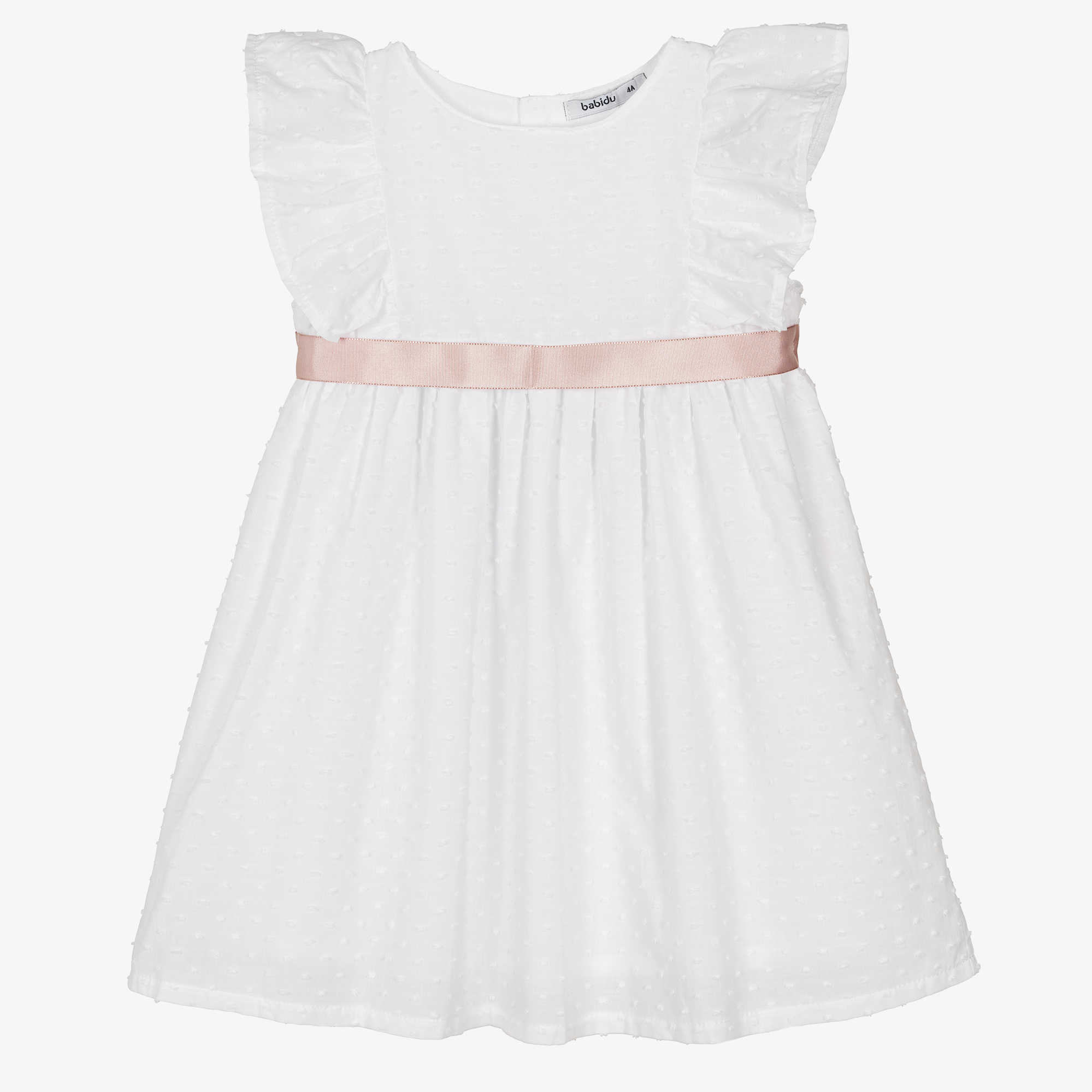 Babidu Girls White Linen Dress Childrensalon