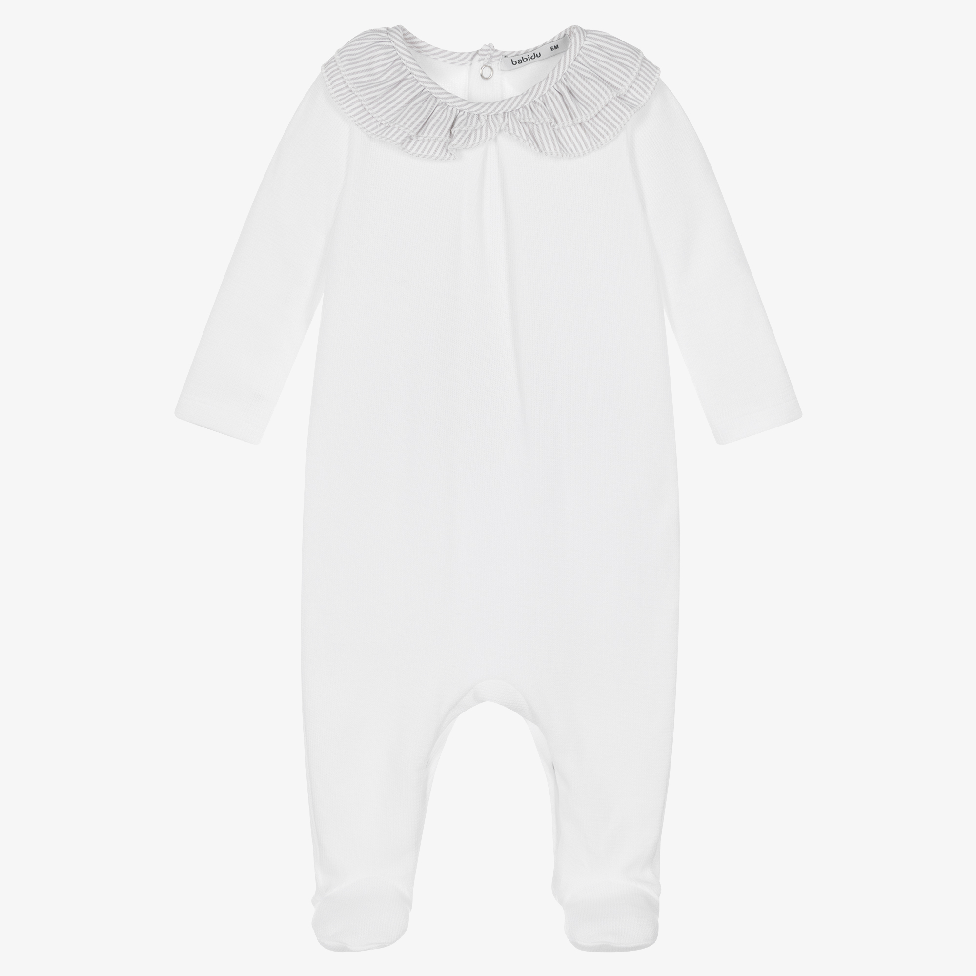 Babidu - White Cotton Velour Babygrow | Childrensalon