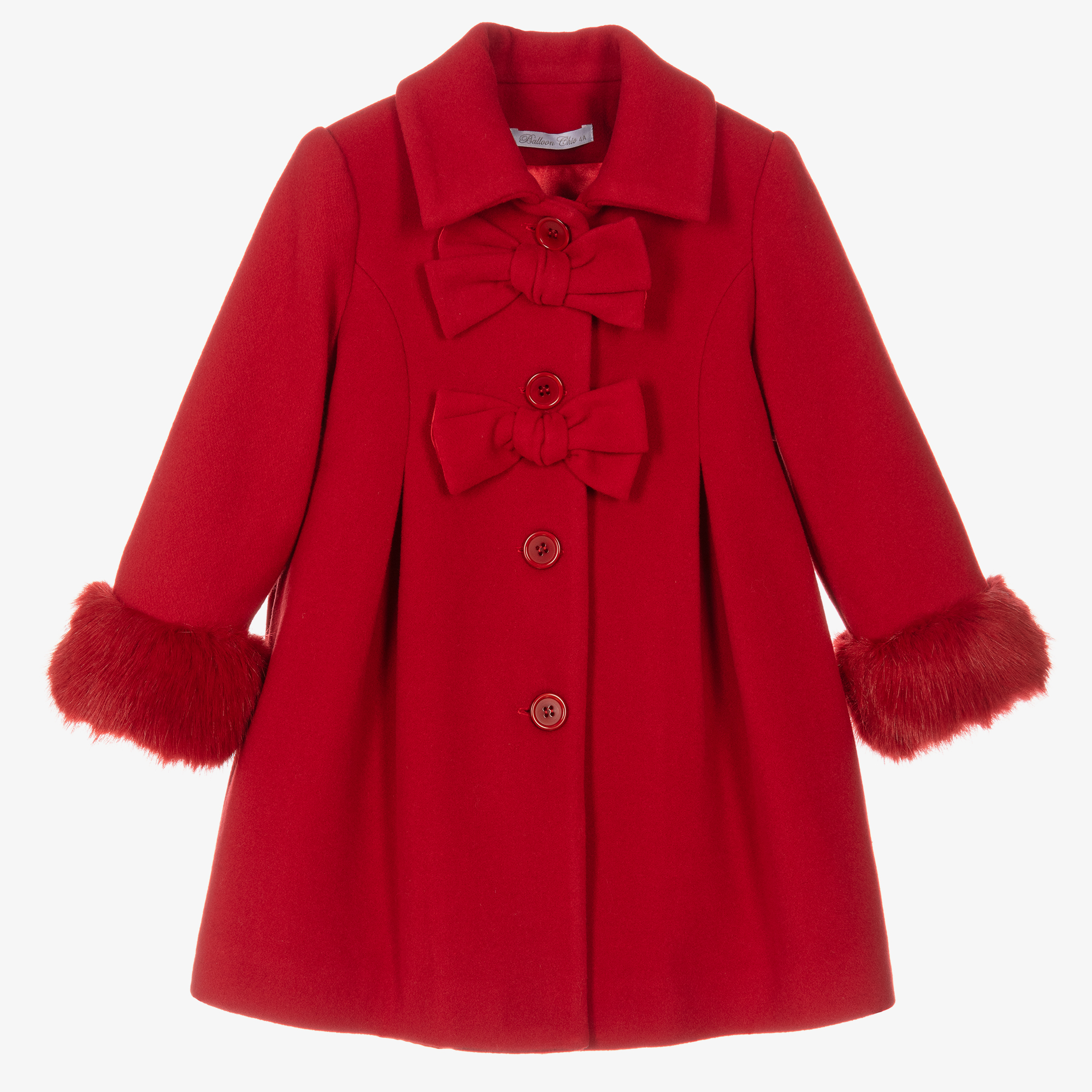 Balloon Chic - Girls Red Wool Hooded Coat | Childrensalon