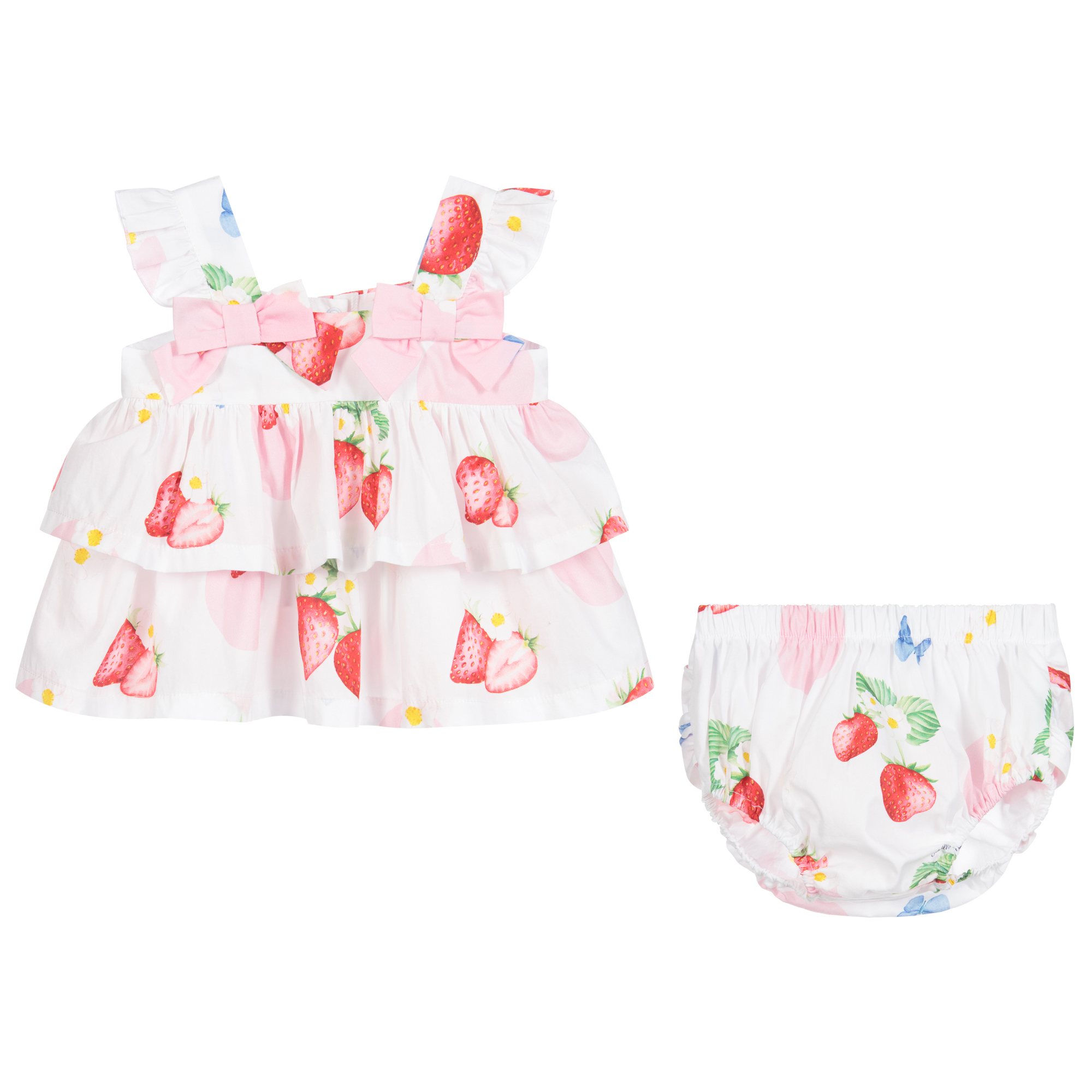 Balloon Chic - Baby White & Pink Shorts Set | Childrensalon