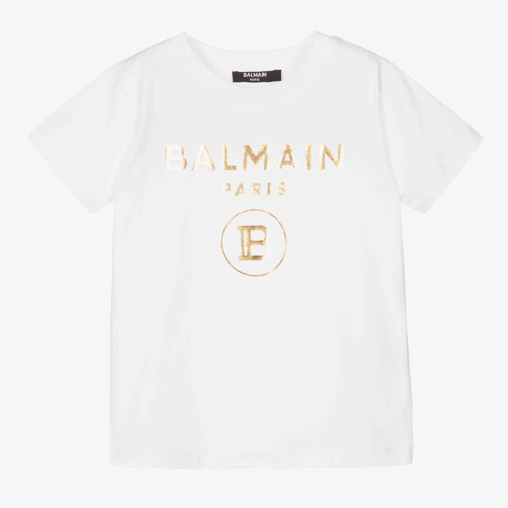 Balmain - Girls White Cotton T-Shirt | Childrensalon