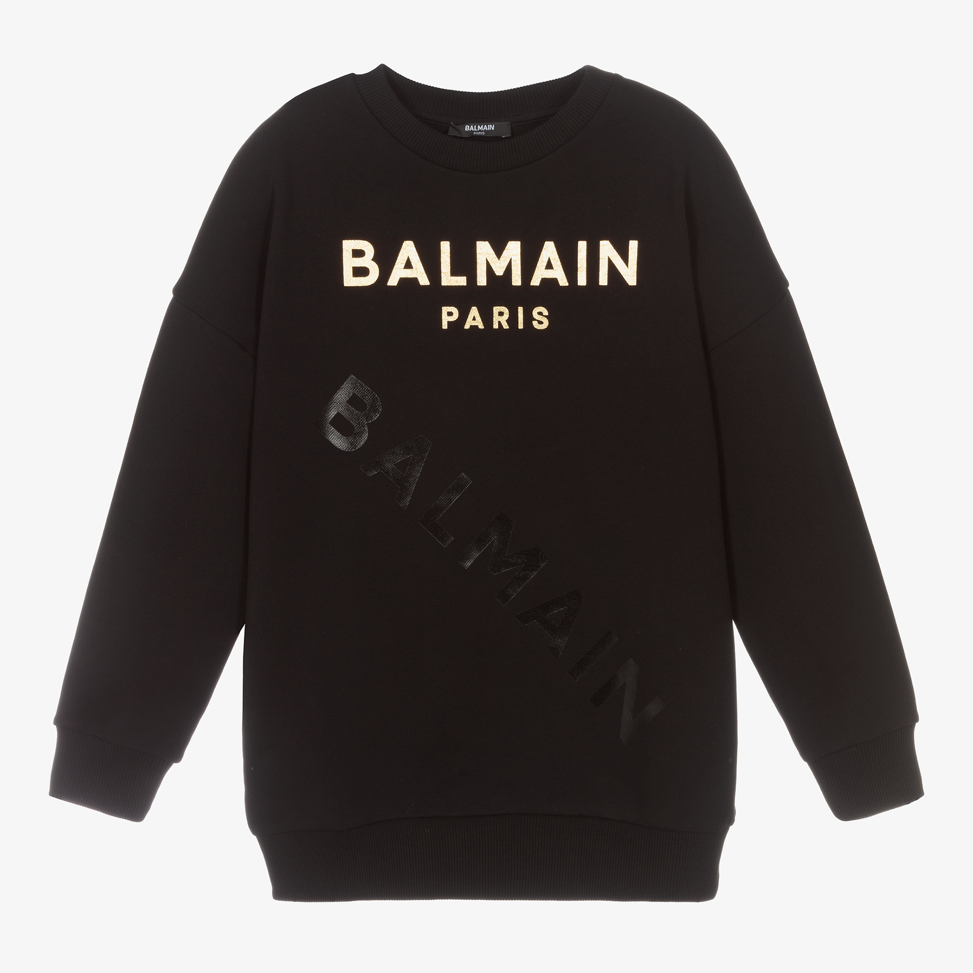 Balmain - Teen Black Cotton Sweatshirt | Childrensalon