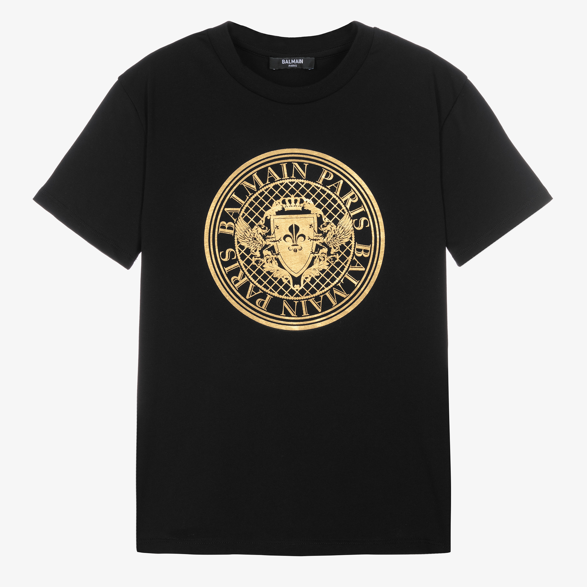 Balmain - Teen Girls Black & Gold Logo T-Shirt | Childrensalon