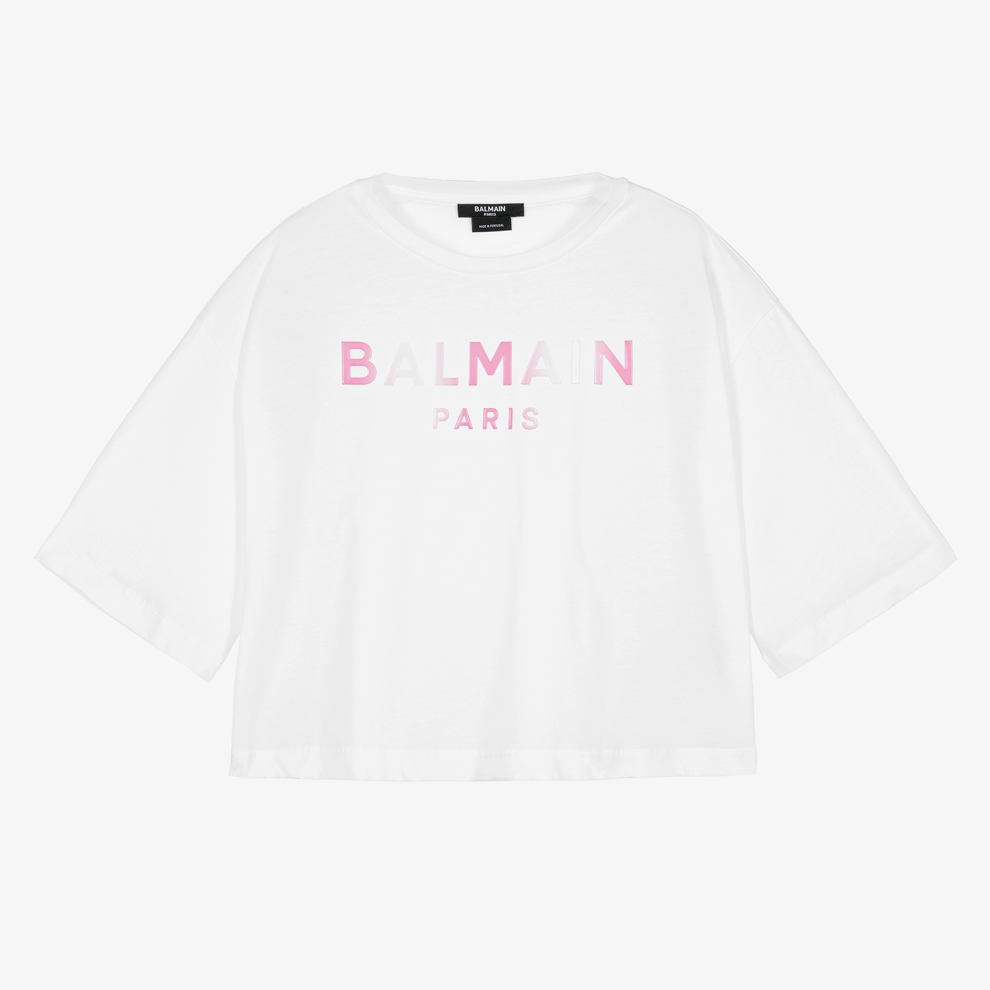 Balmain - Girls White Cotton T-Shirt | Childrensalon