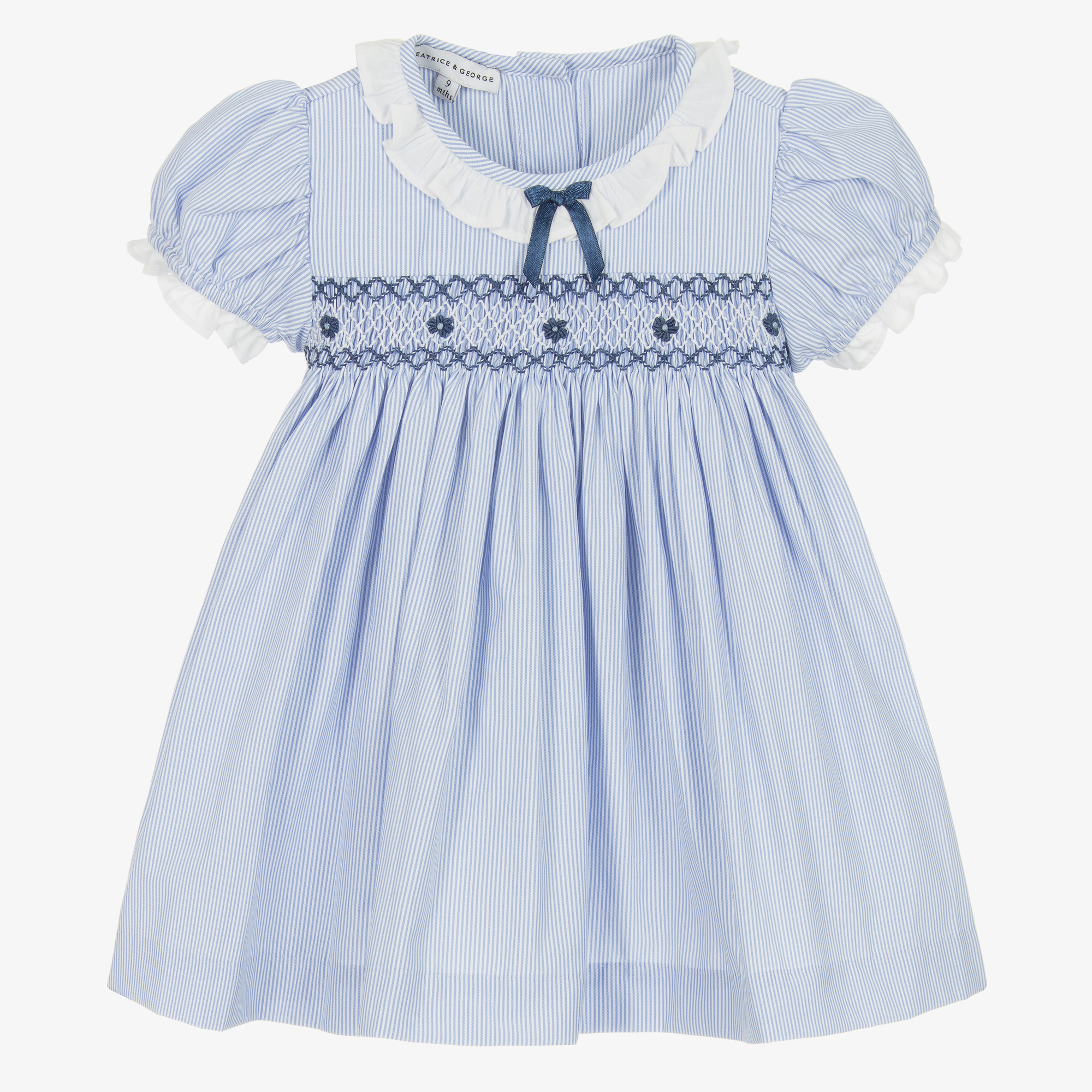 Beatrice & George - Girls Blue Velvet & Lace Dress