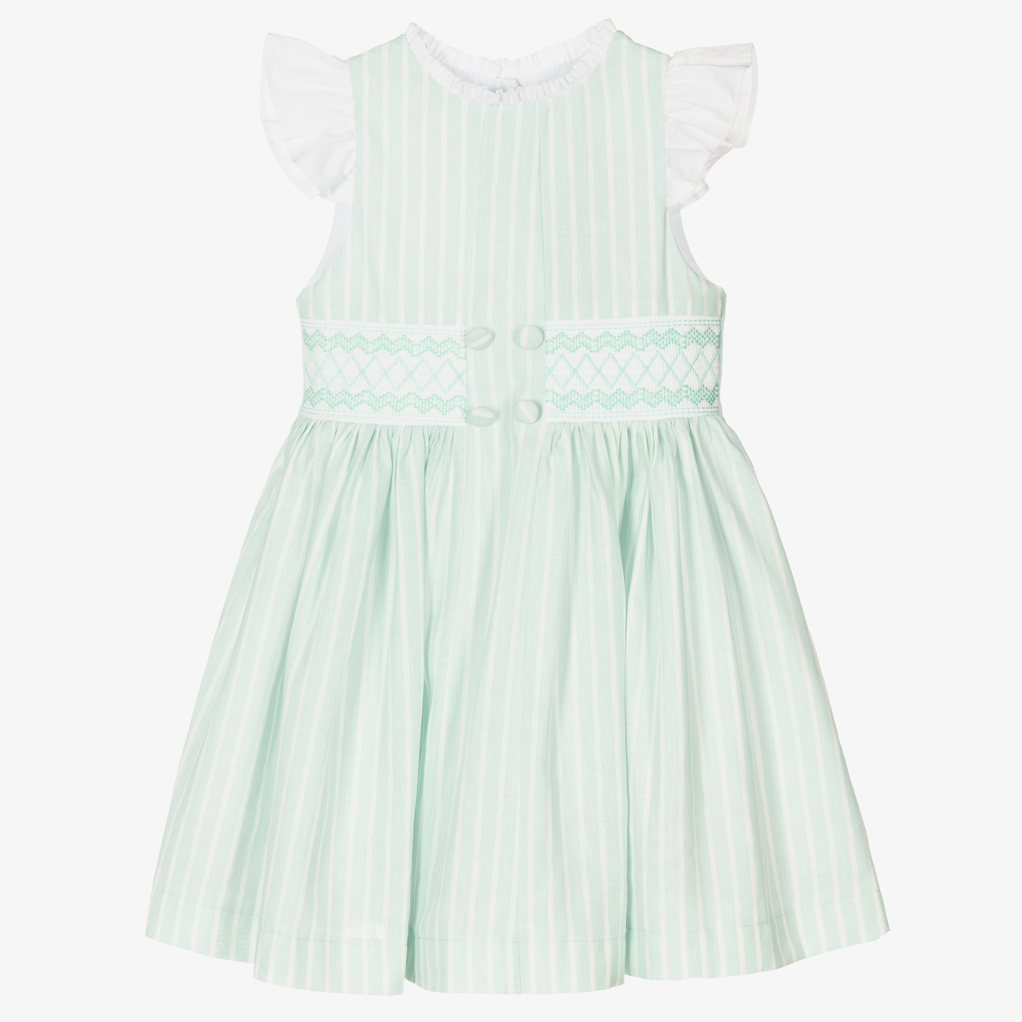 Beatrice & George - Girls Blue & White Dress | Childrensalon