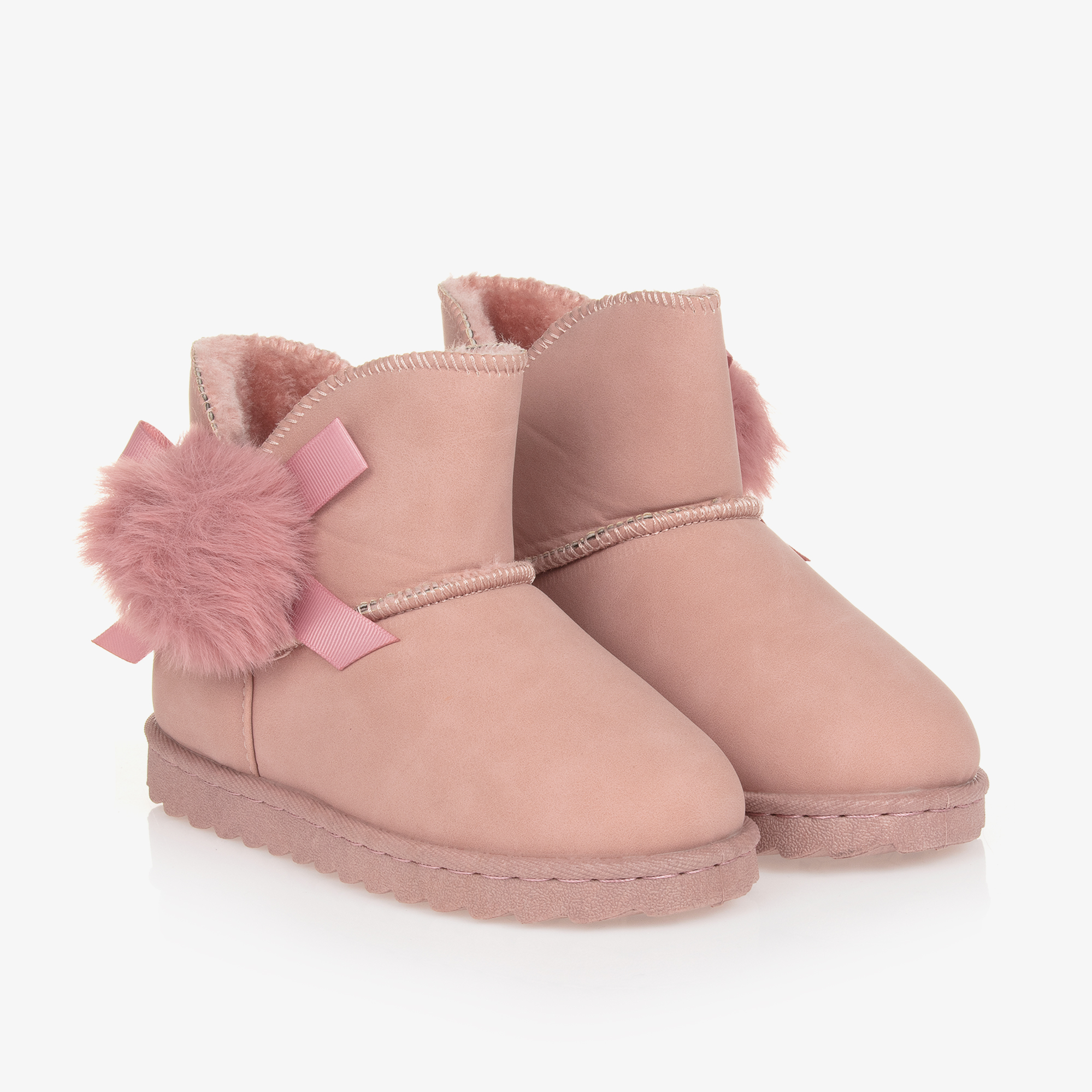 Beppi Girls Pink Faux Suede Fur Boots