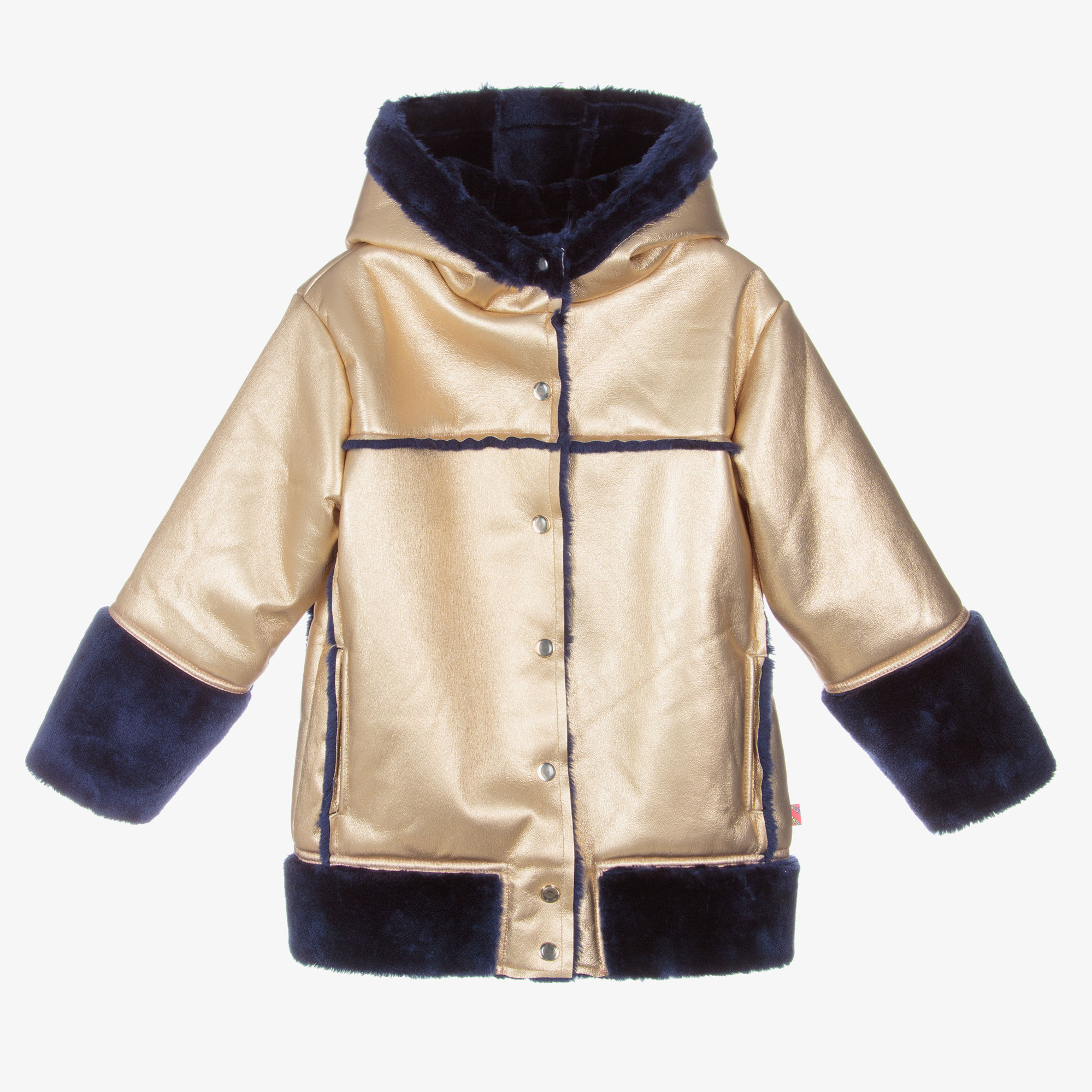 Billieblush - Girls Gold Faux Leather Coat | Childrensalon
