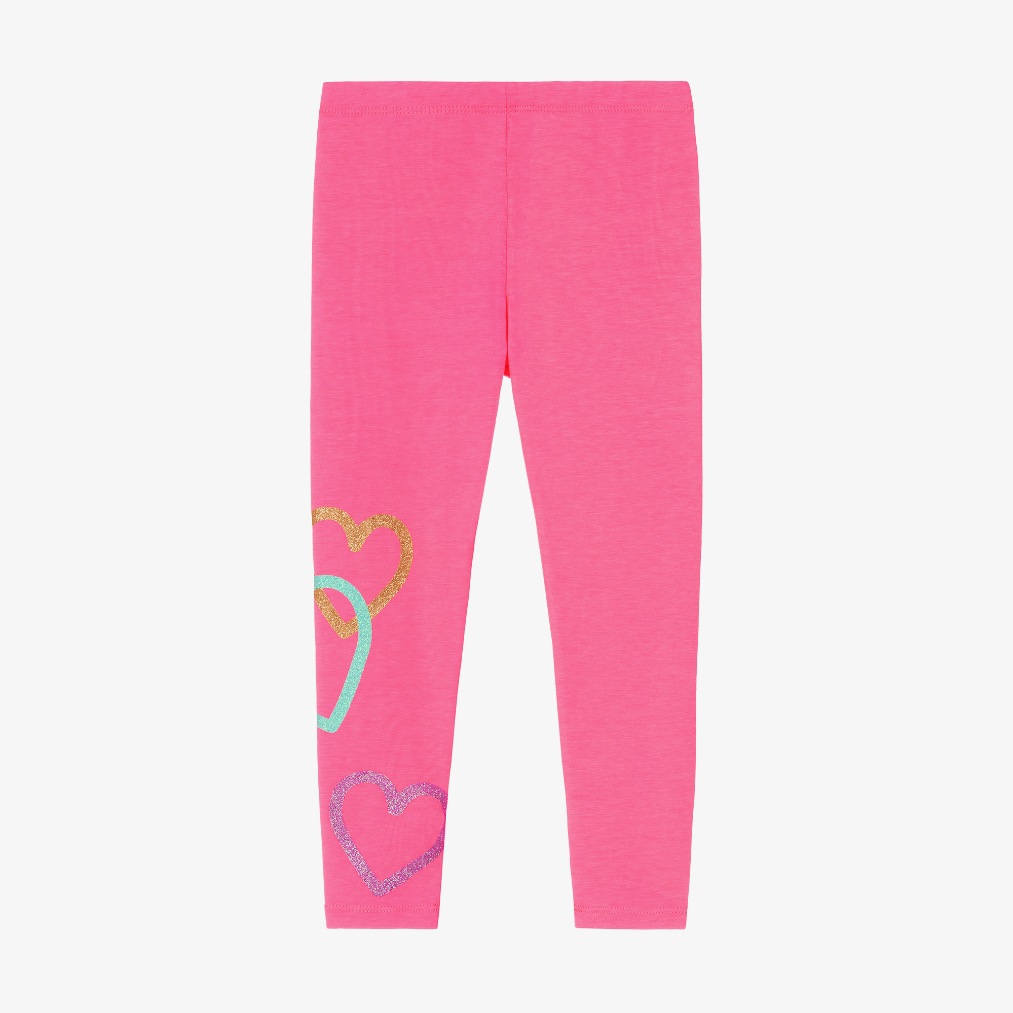 Billieblush Girls Neon Pink Cotton Heart Leggings Childrensalon