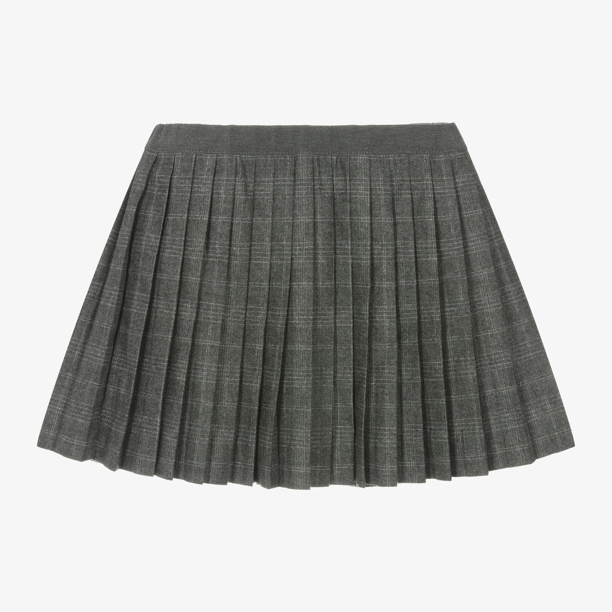 Bonpoint Girls Grey Checked Viscose Wool Skirt Childrensalon