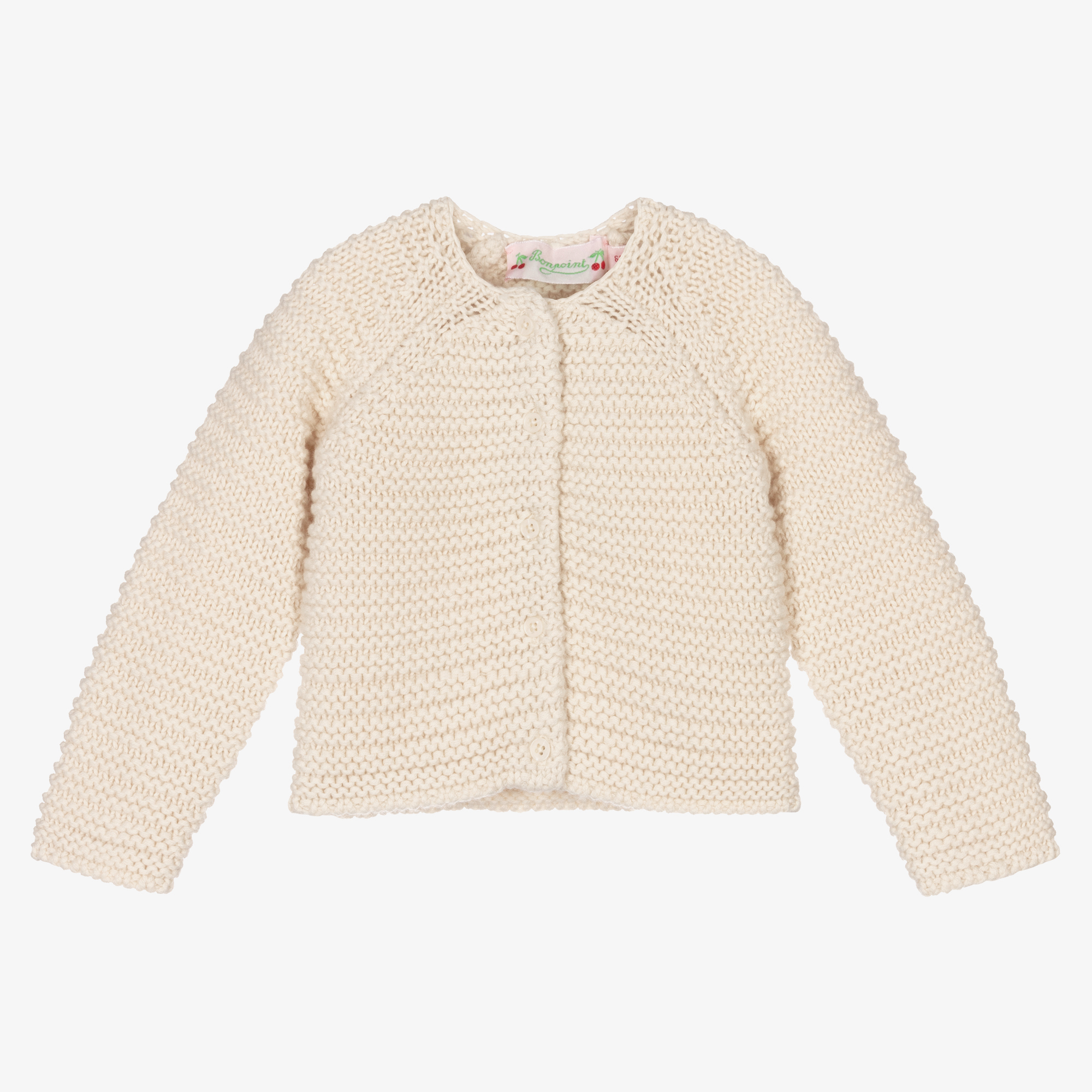 Bonpoint - Pink Cotton Knitted Cardigan | Childrensalon