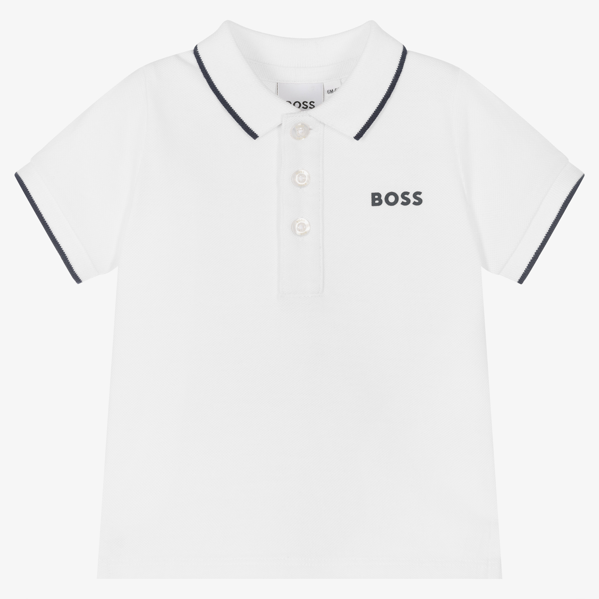 BOSS - Boys White Logo Polo Shirt | Childrensalon