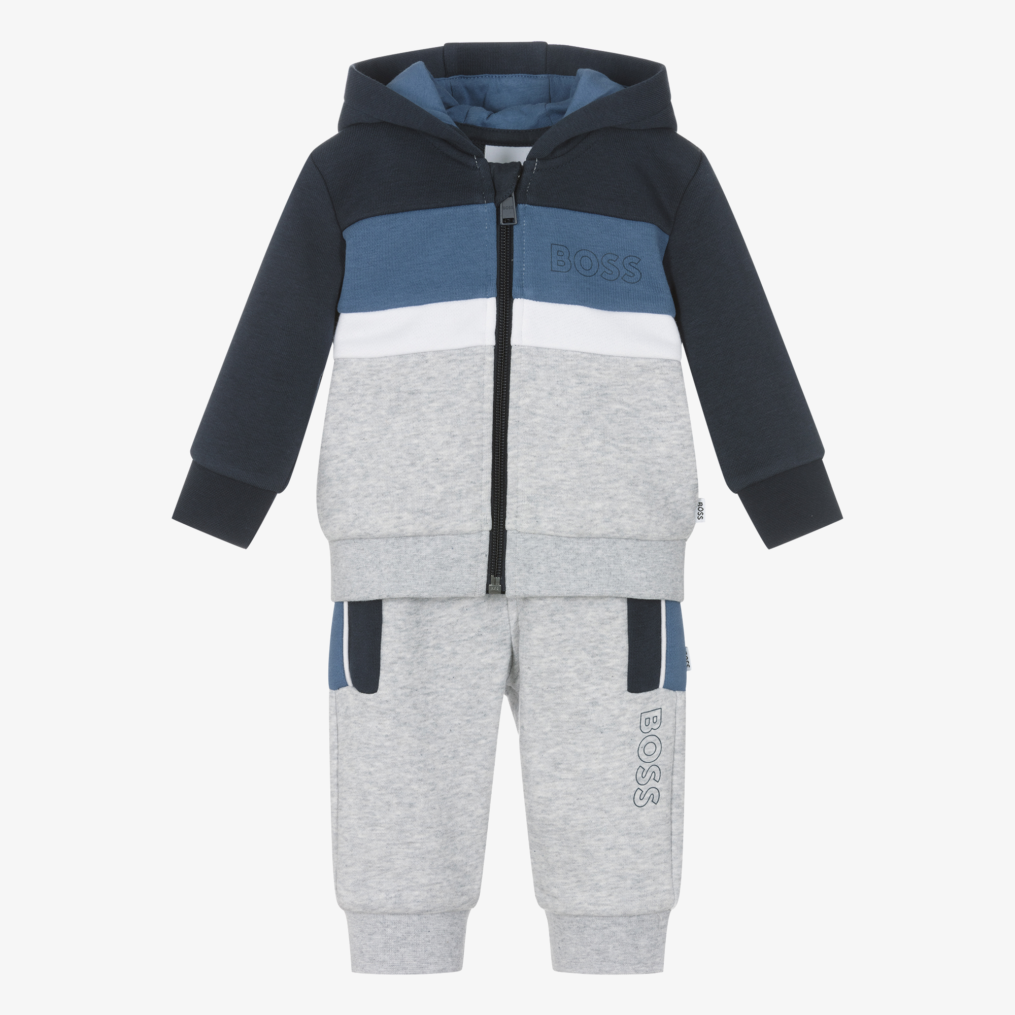 BOSS - Baby Boys Grey Cotton Tracksuit | Childrensalon