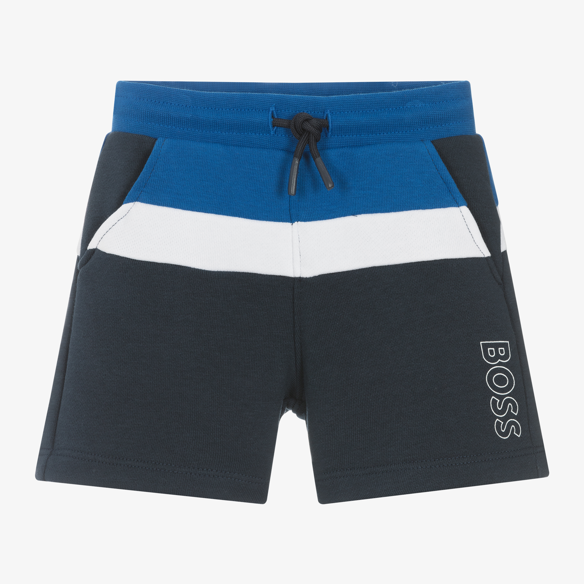 BOSS - Cotton shorts with stripes and logo