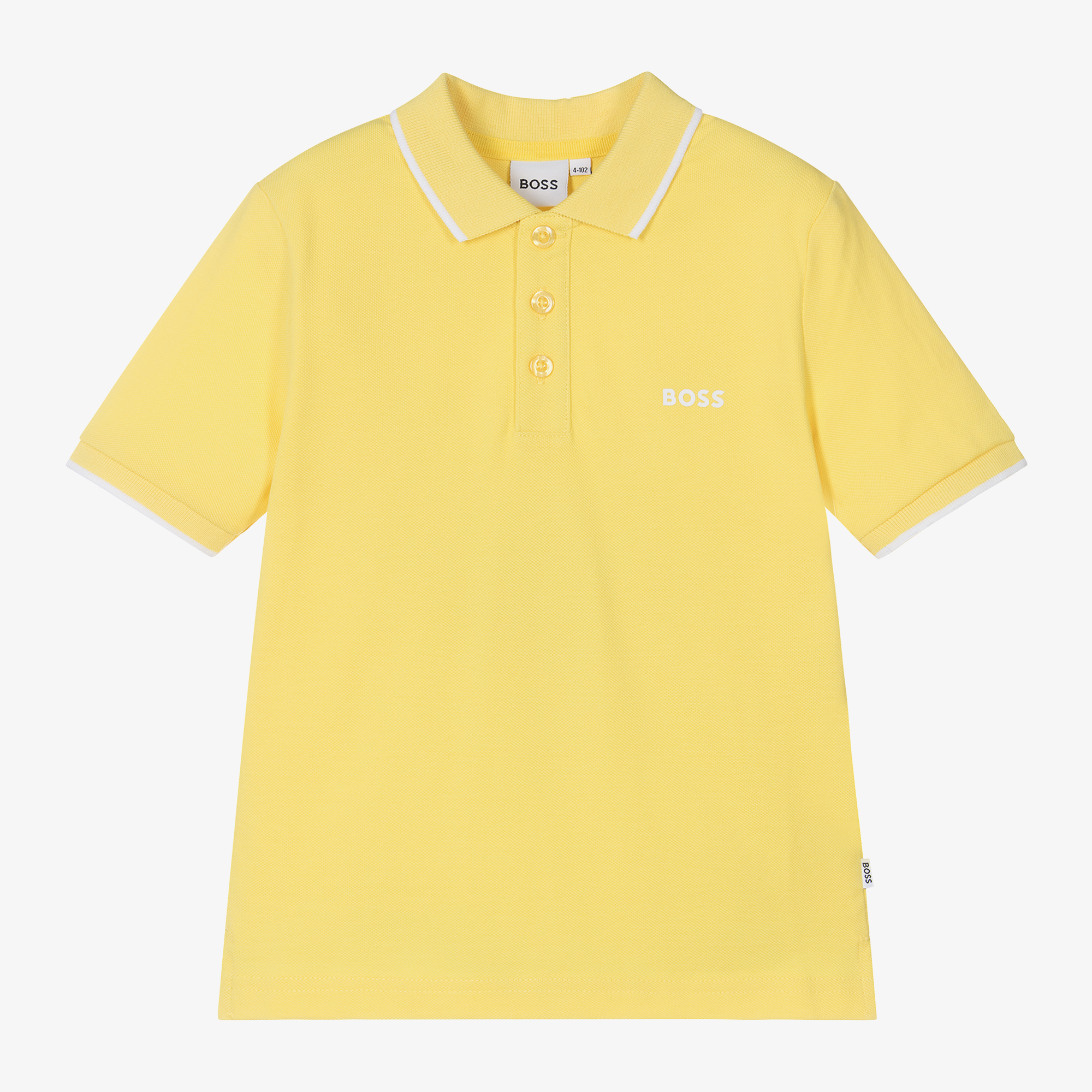 BOSS - Boys Yellow Cotton Piqué Polo Shirt | Childrensalon