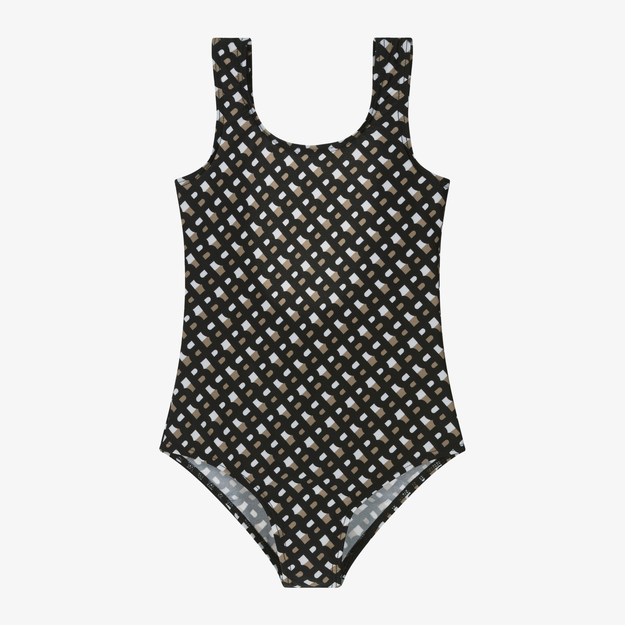 BOSS Girls Black Monogram Swimsuit Childrensalon