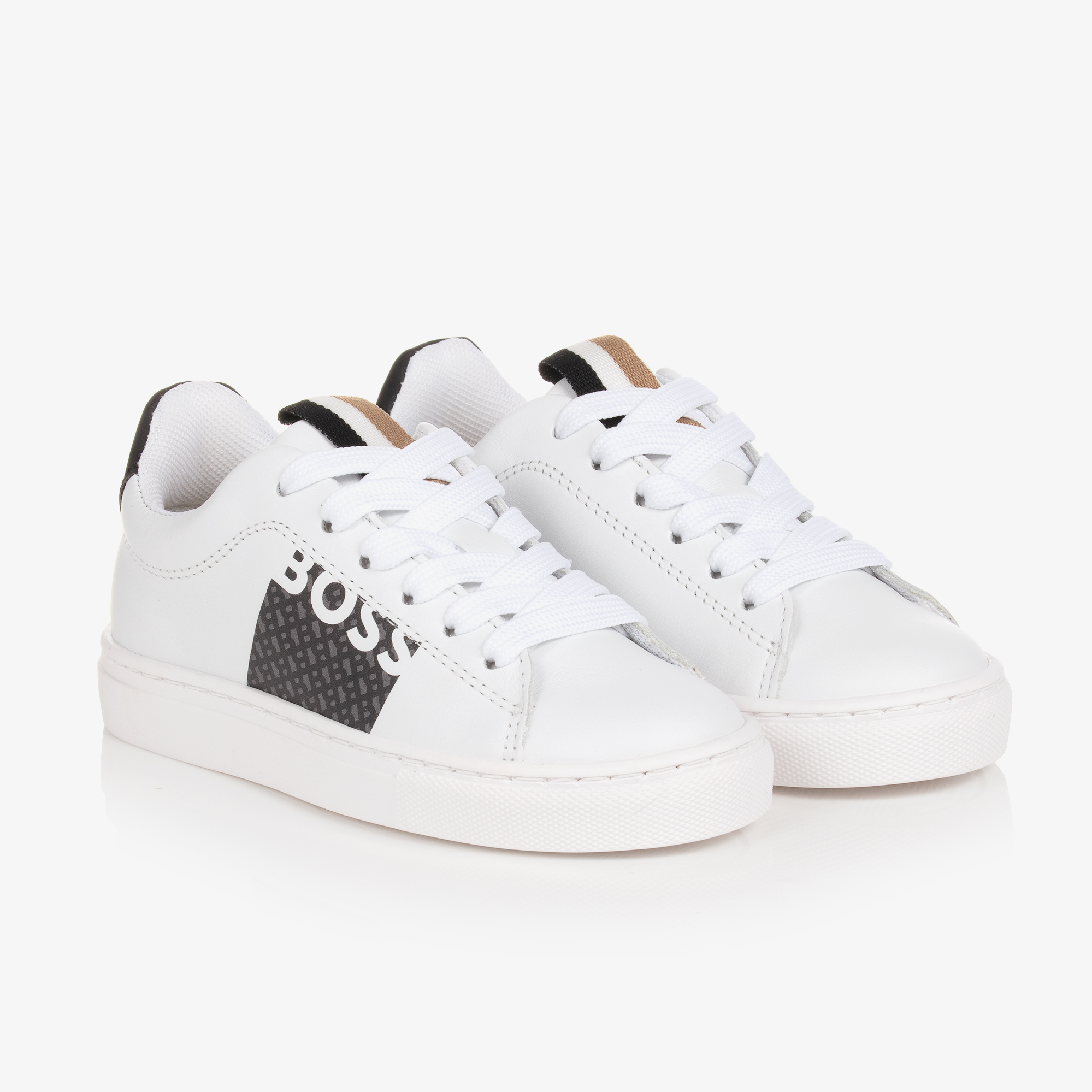 Kids white leather trainers sale