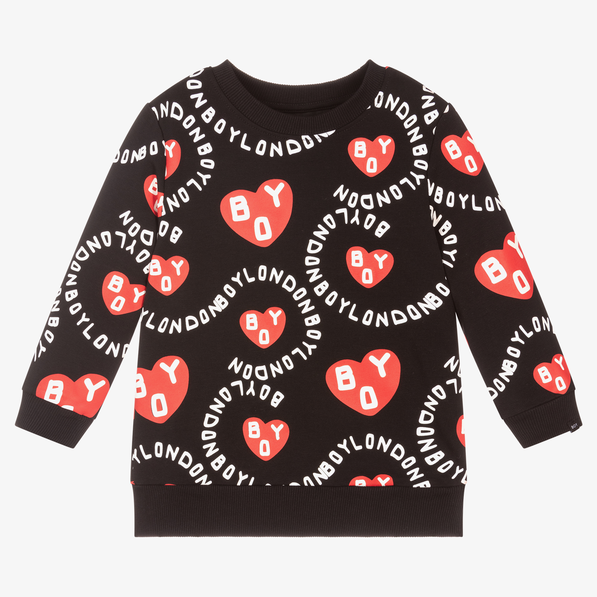 black sweatshirt with red heart