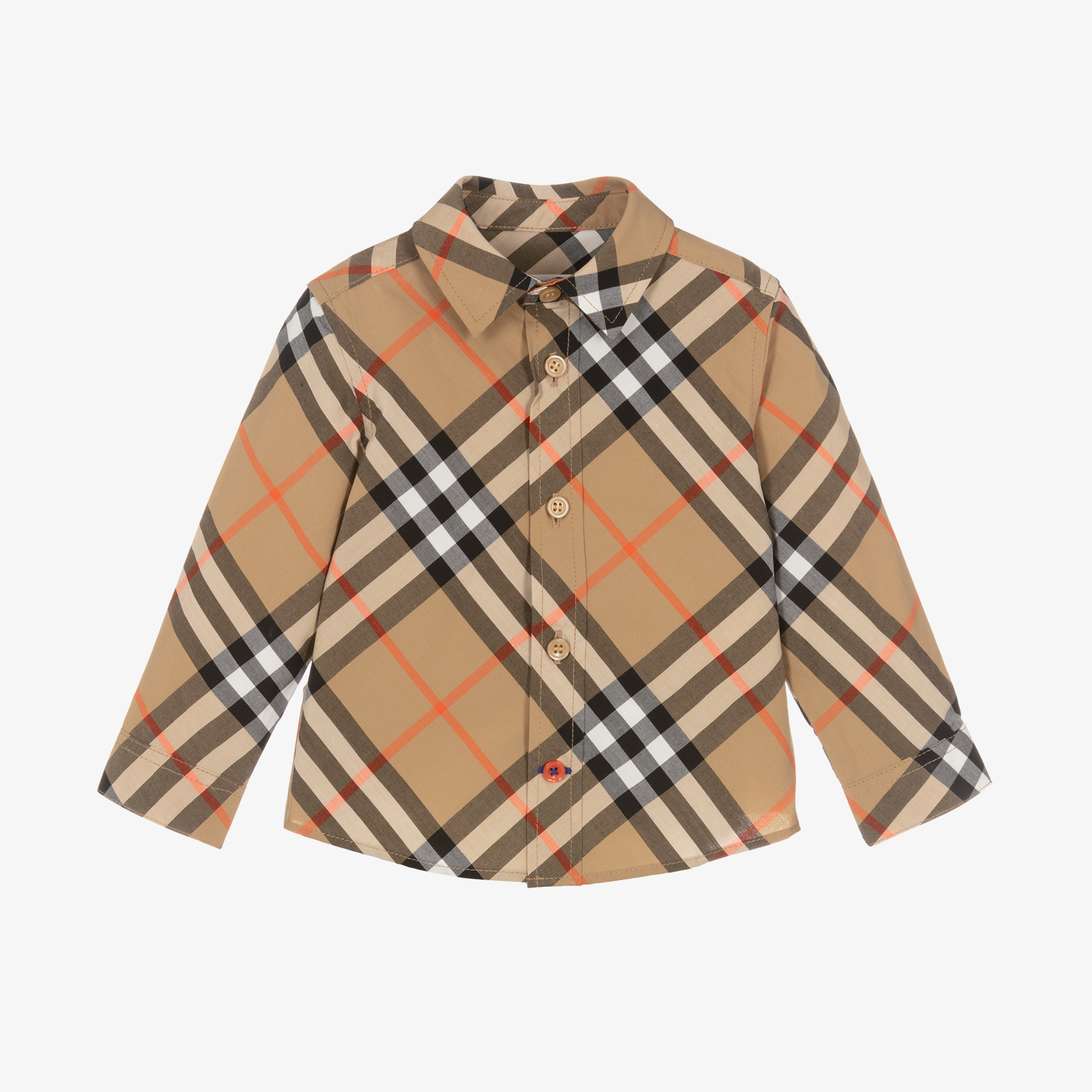 Burberry Baby Boys Beige Check Cotton Shirt Childrensalon