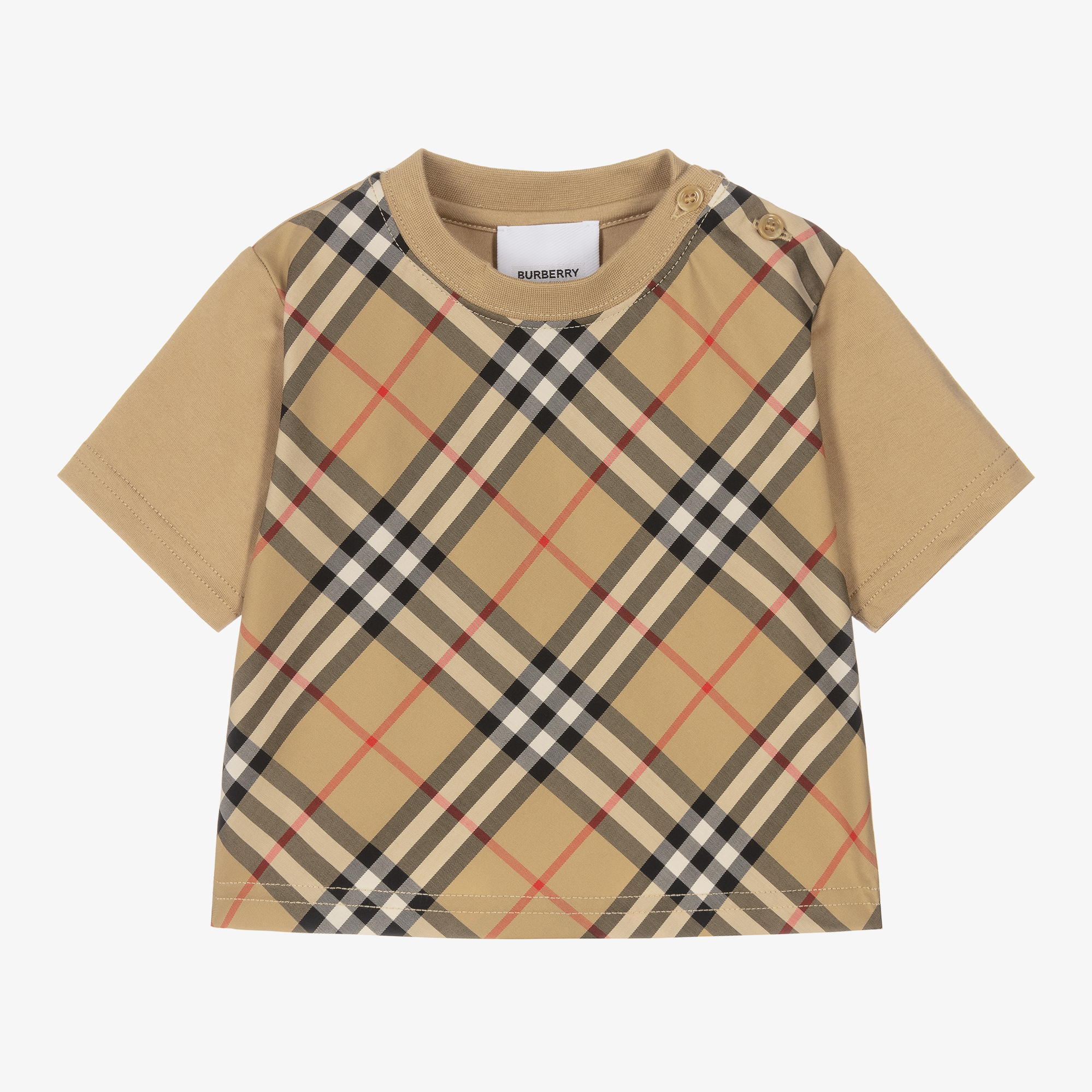 Burberry - Baby Boys Beige Cotton T-Shirt | Childrensalon