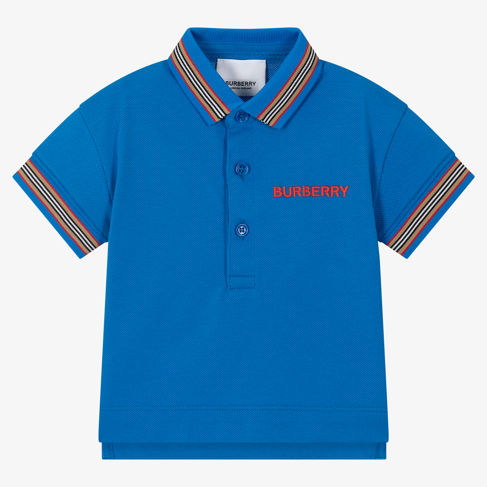 Burberry - Baby Boys Mid-Blue Polo Shirt | Childrensalon