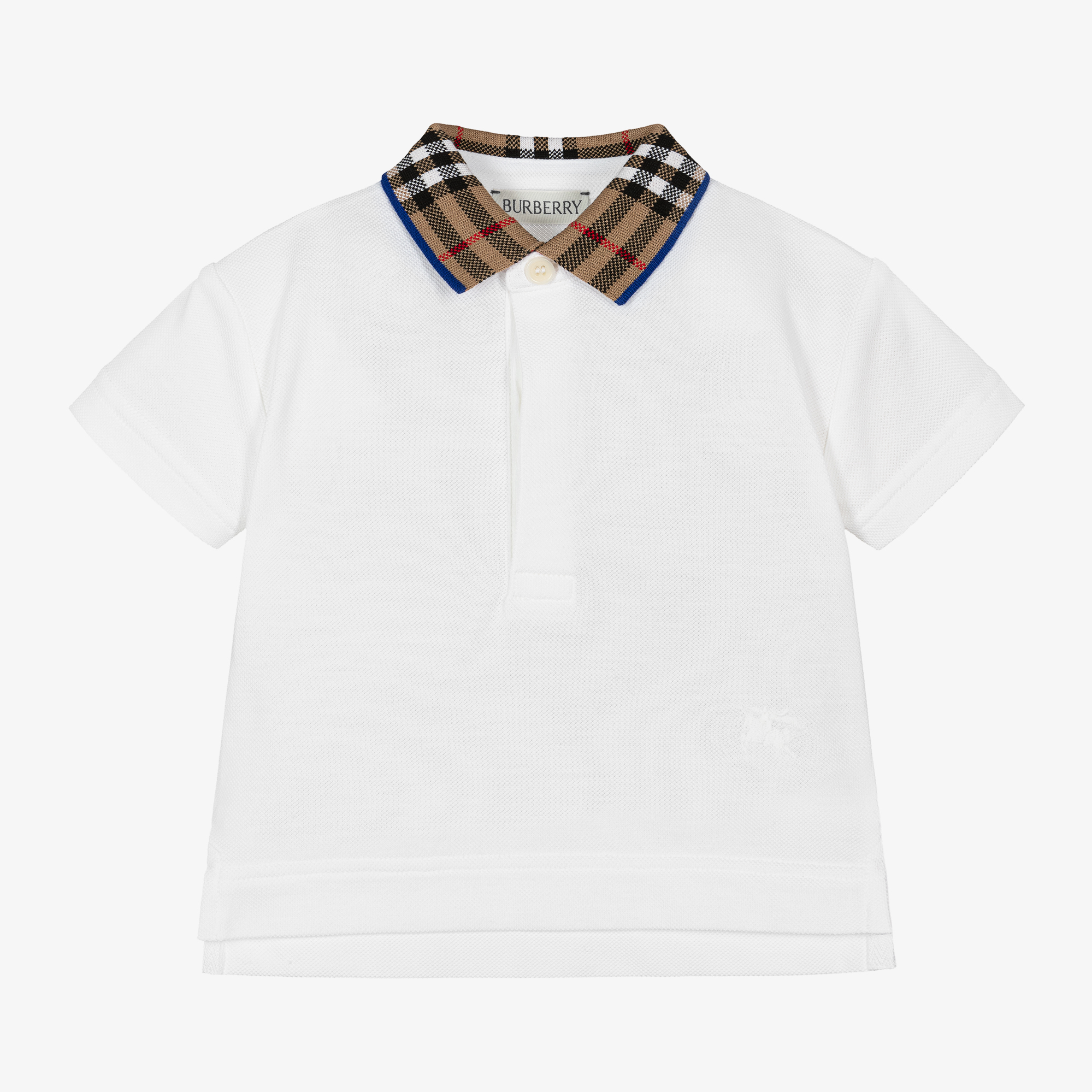 Burberry Baby Boys White Check Polo Shirt Childrensalon