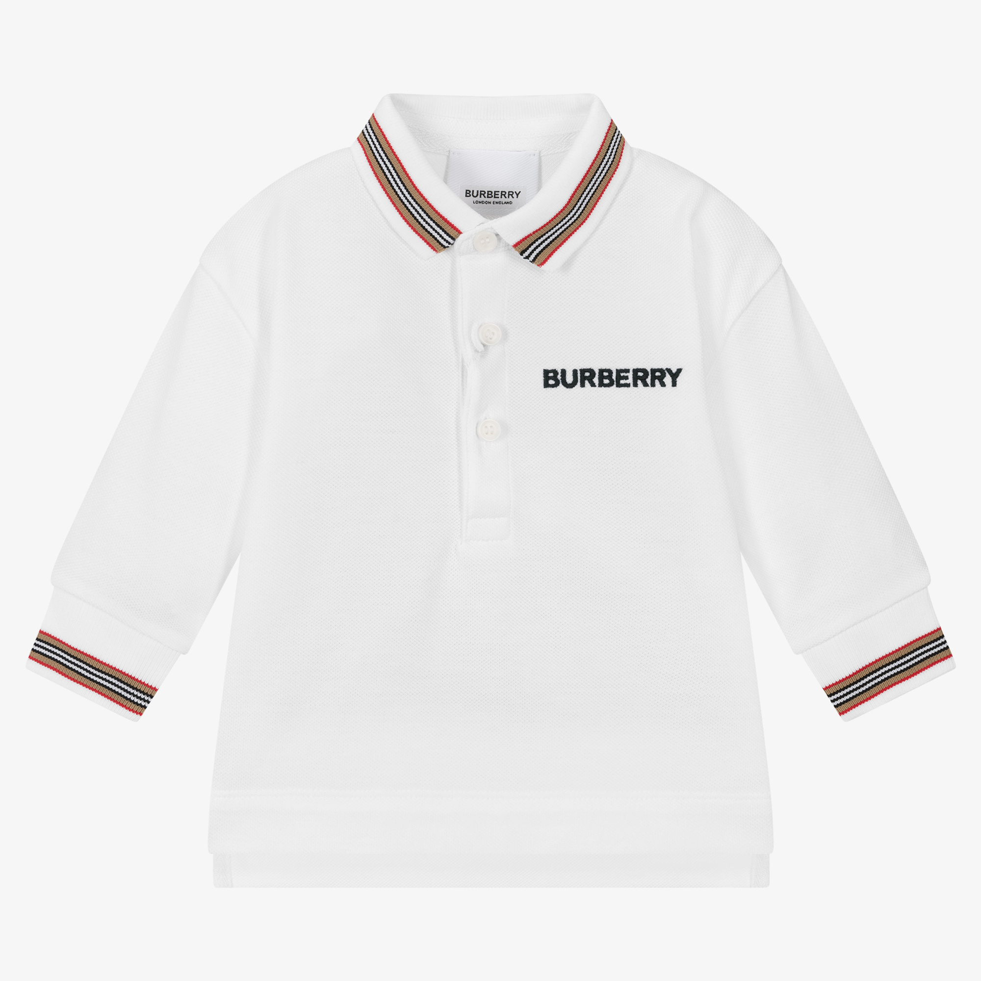 Burberry - Baby Boys White Polo Shirt | Childrensalon