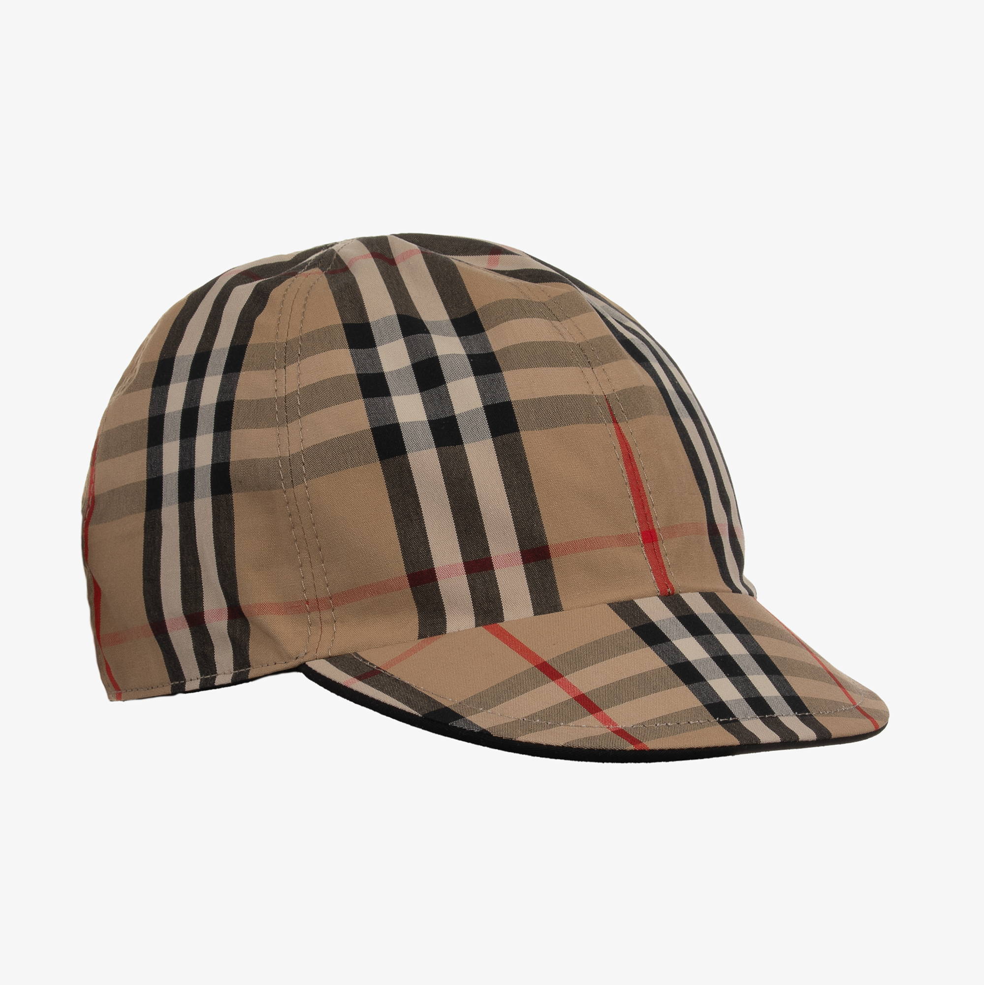 Burberry Black Beige Check Reversible Baby Cap