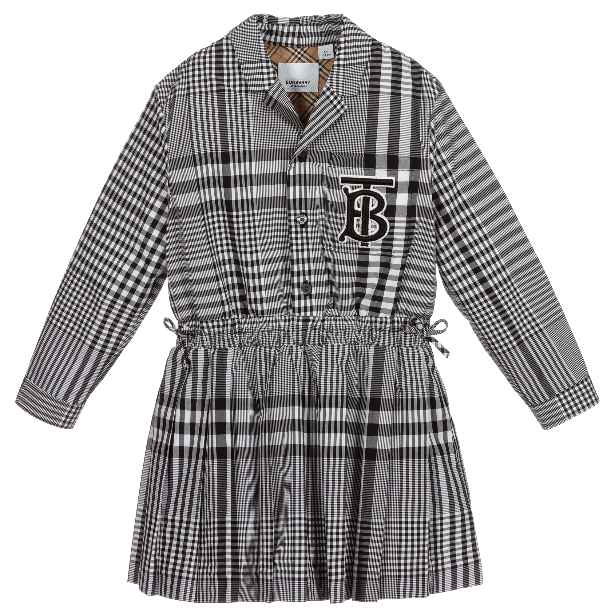 girls black and white check dress