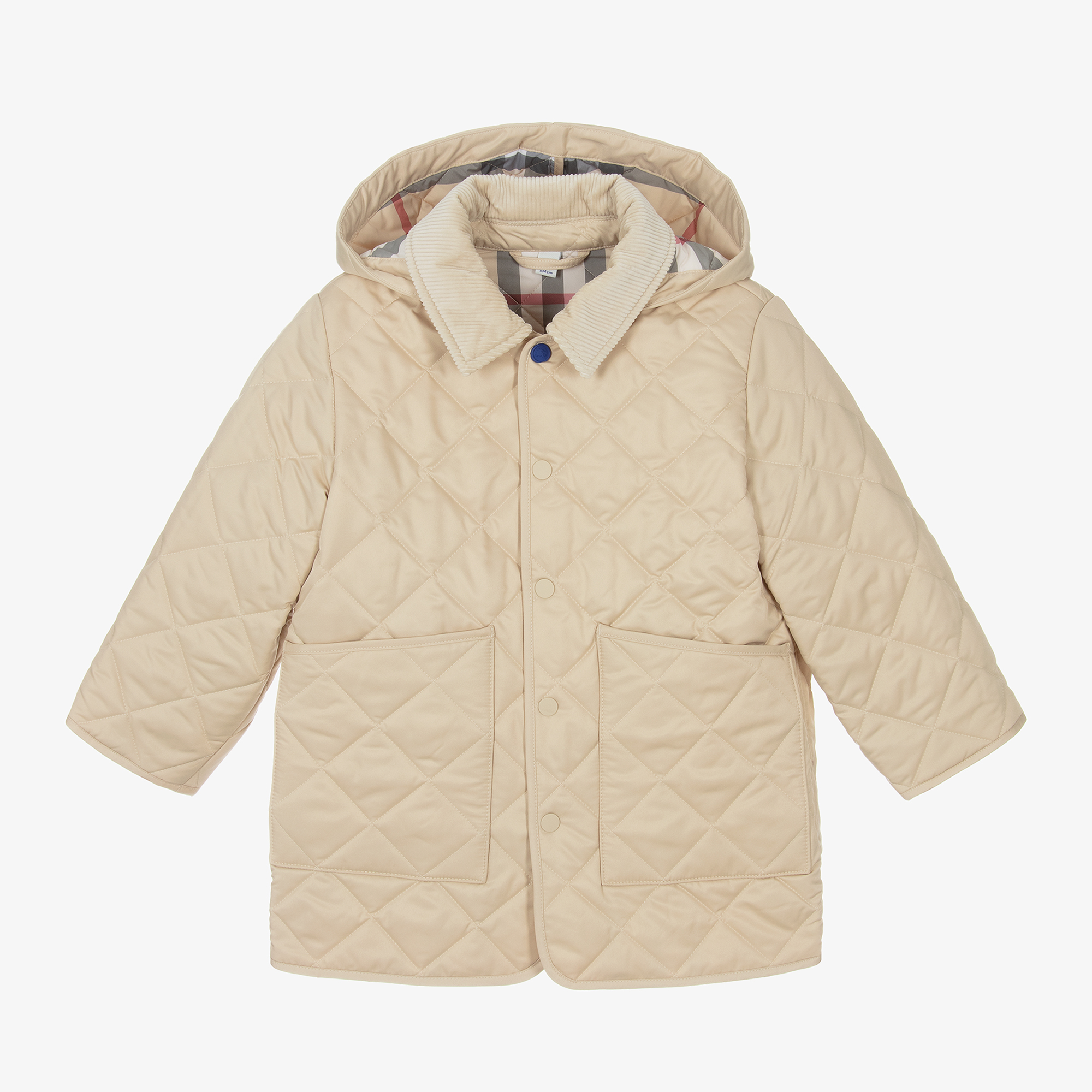 Burberry Boys Beige Quilted Hooded Coat