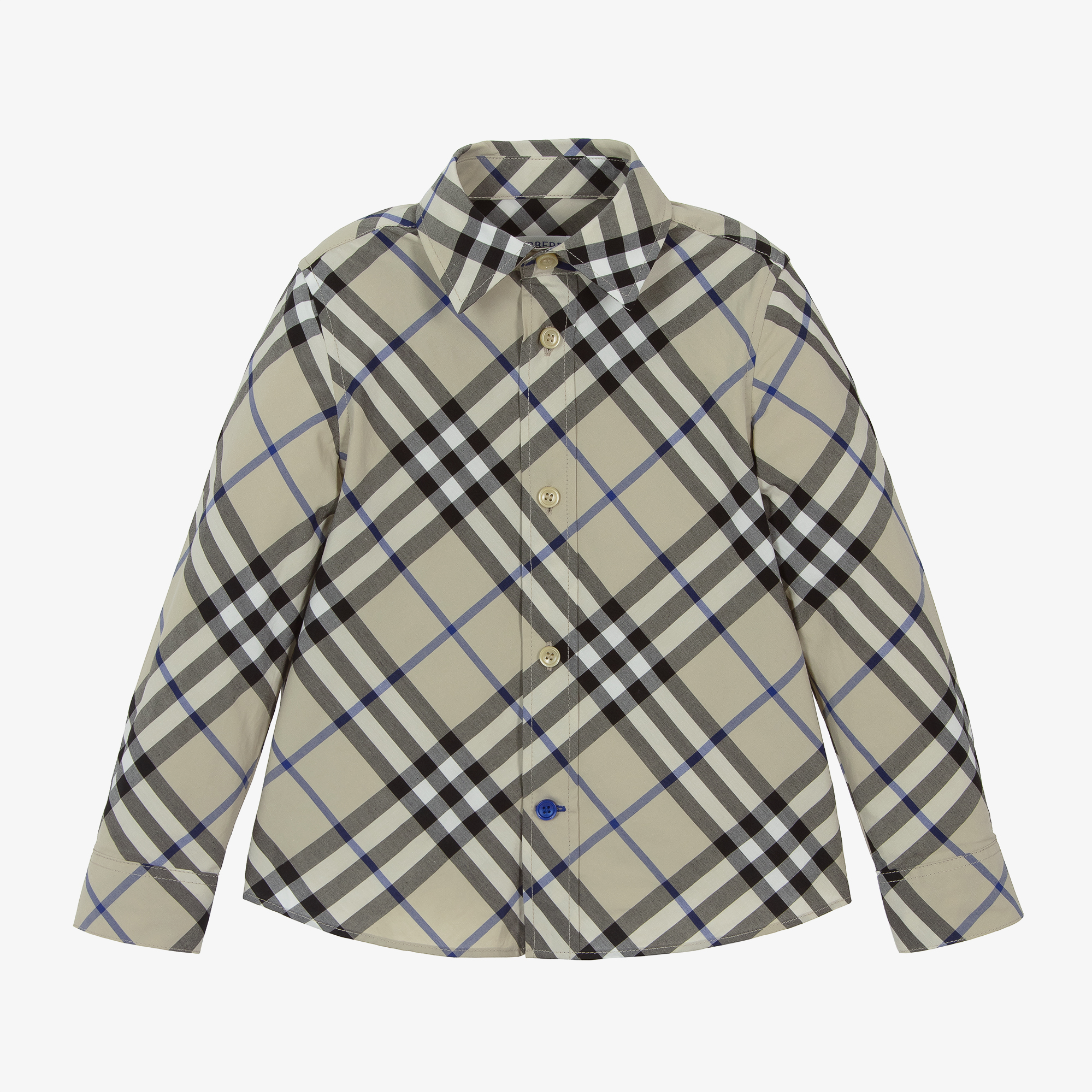 Burberry Boys Grey Check Cotton Shirt Childrensalon