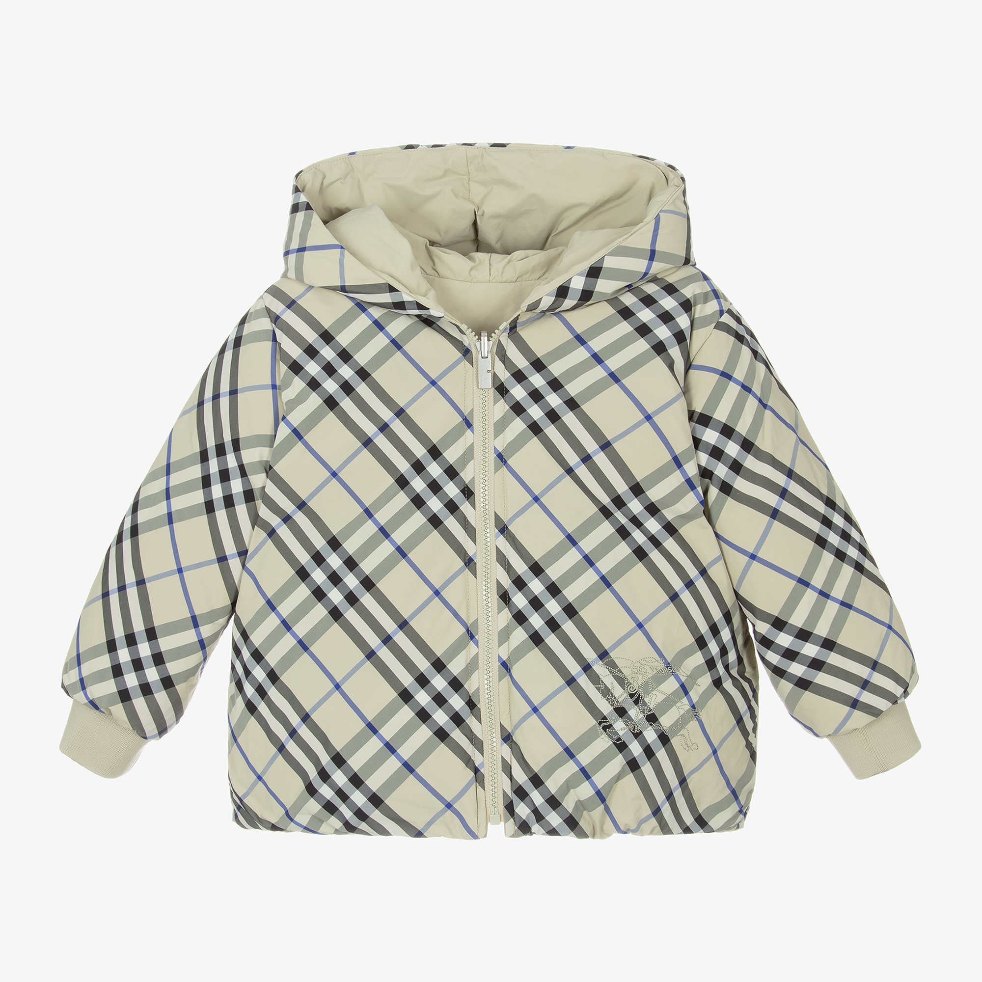 Burberry Boys Grey Check Reversible Down Jacket