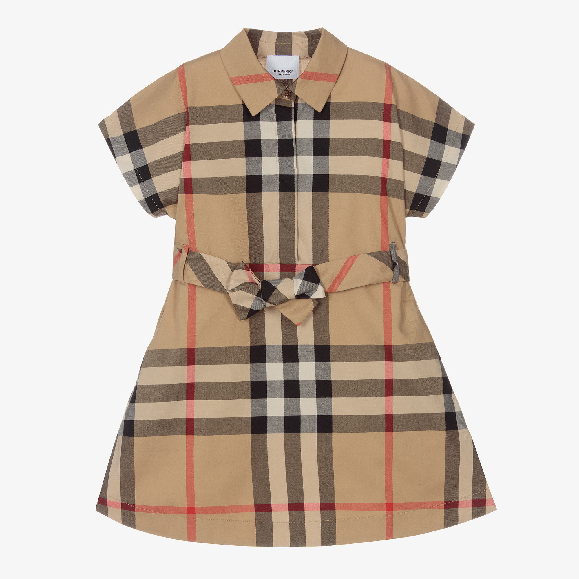 Burberry - Girls Beige Check Shirt Dress | Childrensalon