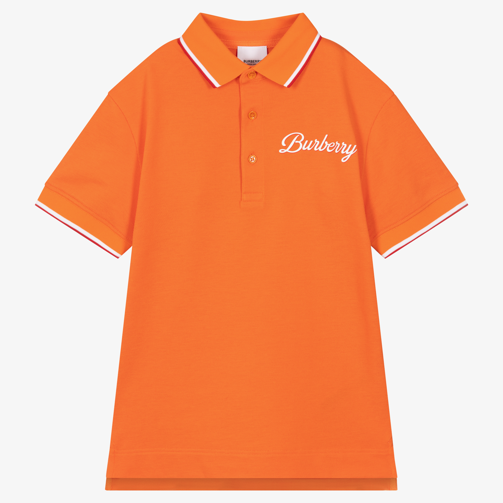 Burberry - Teen Boys Orange Logo Polo Shirt | Childrensalon